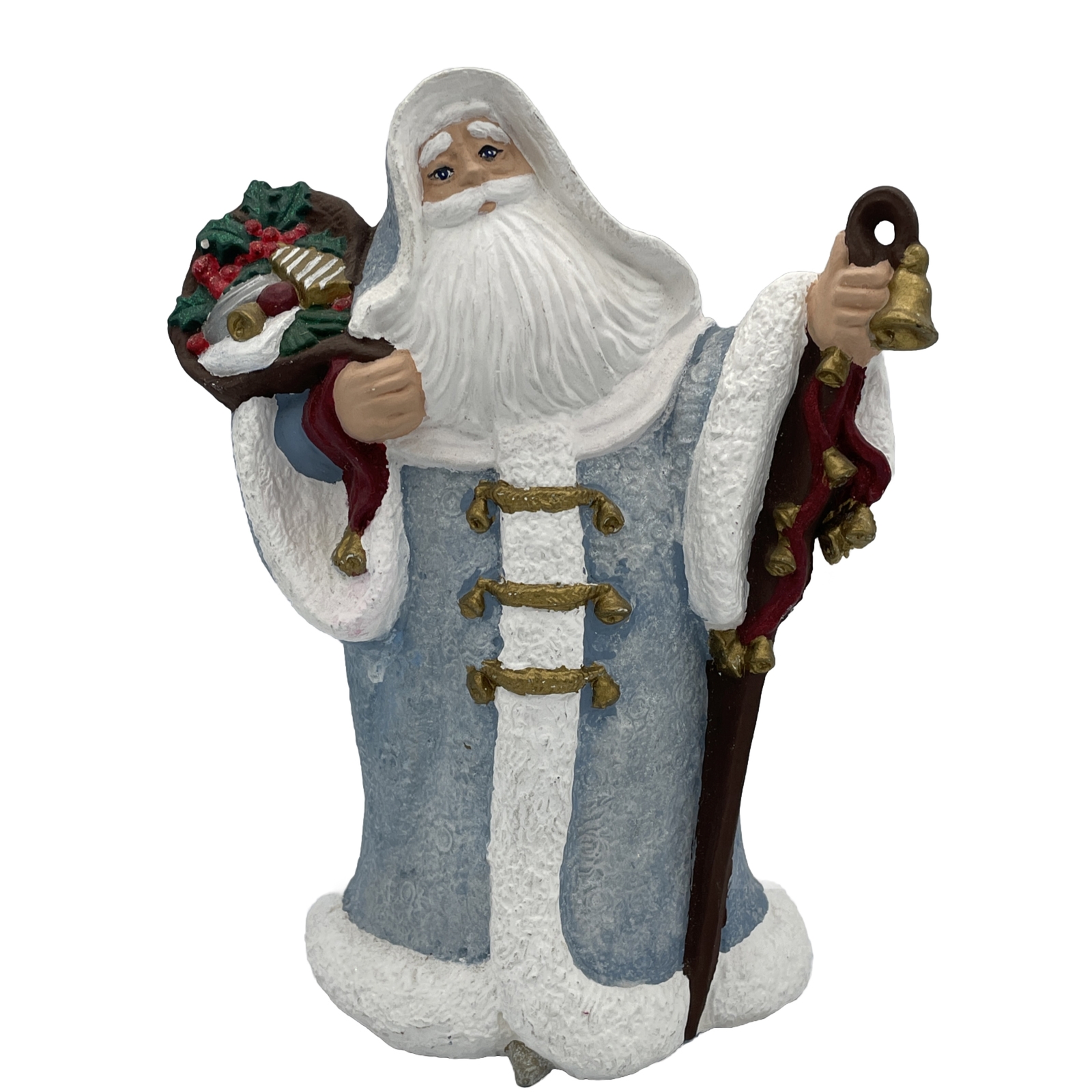 Vintage GARE Design Vintage Style Light Blue SANTA with Bag Painted Ceramic 9\
