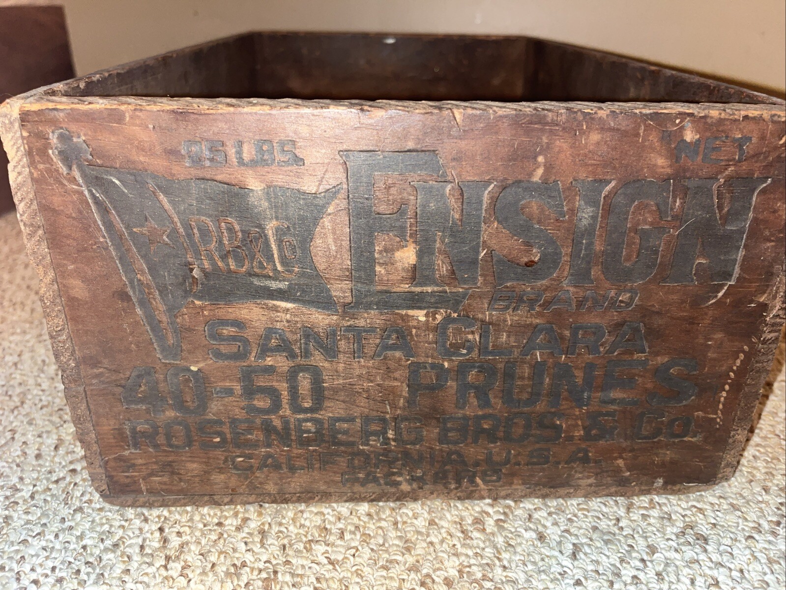 Santa Clara Prune Crate Ensign Brand Packed By Rosenberg Bros Philadelphia Rare
