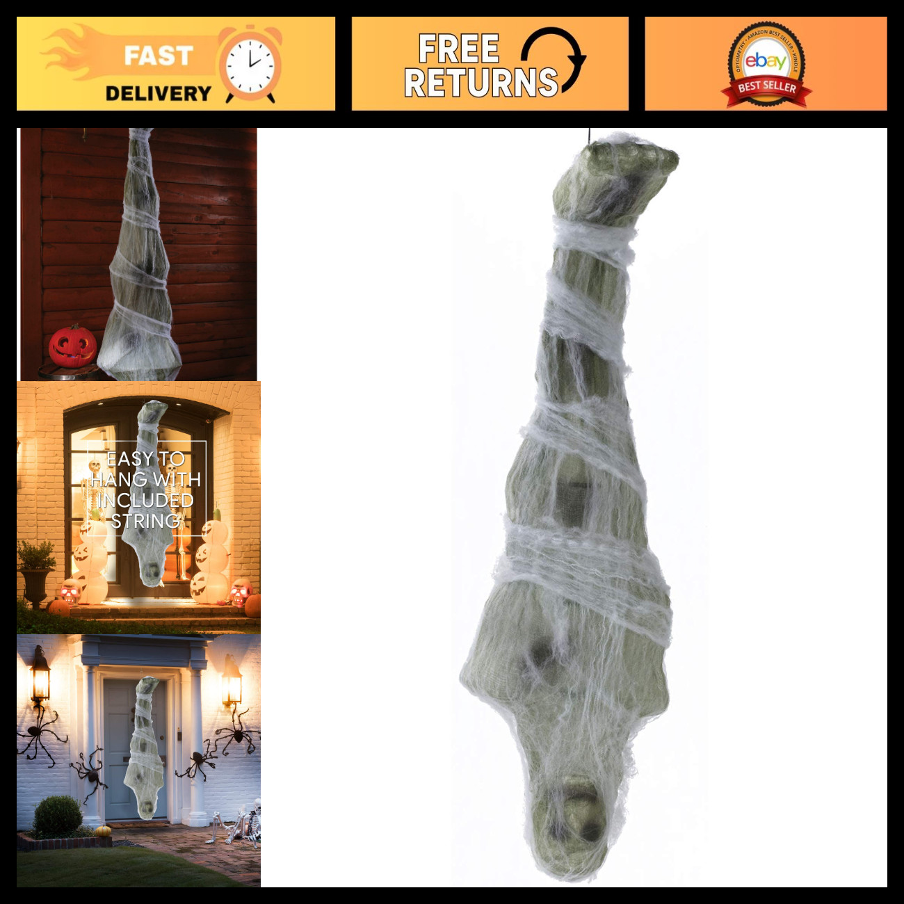 72in Cocoon Corpse Halloween Decoration - Realistic Prop for Haunted House