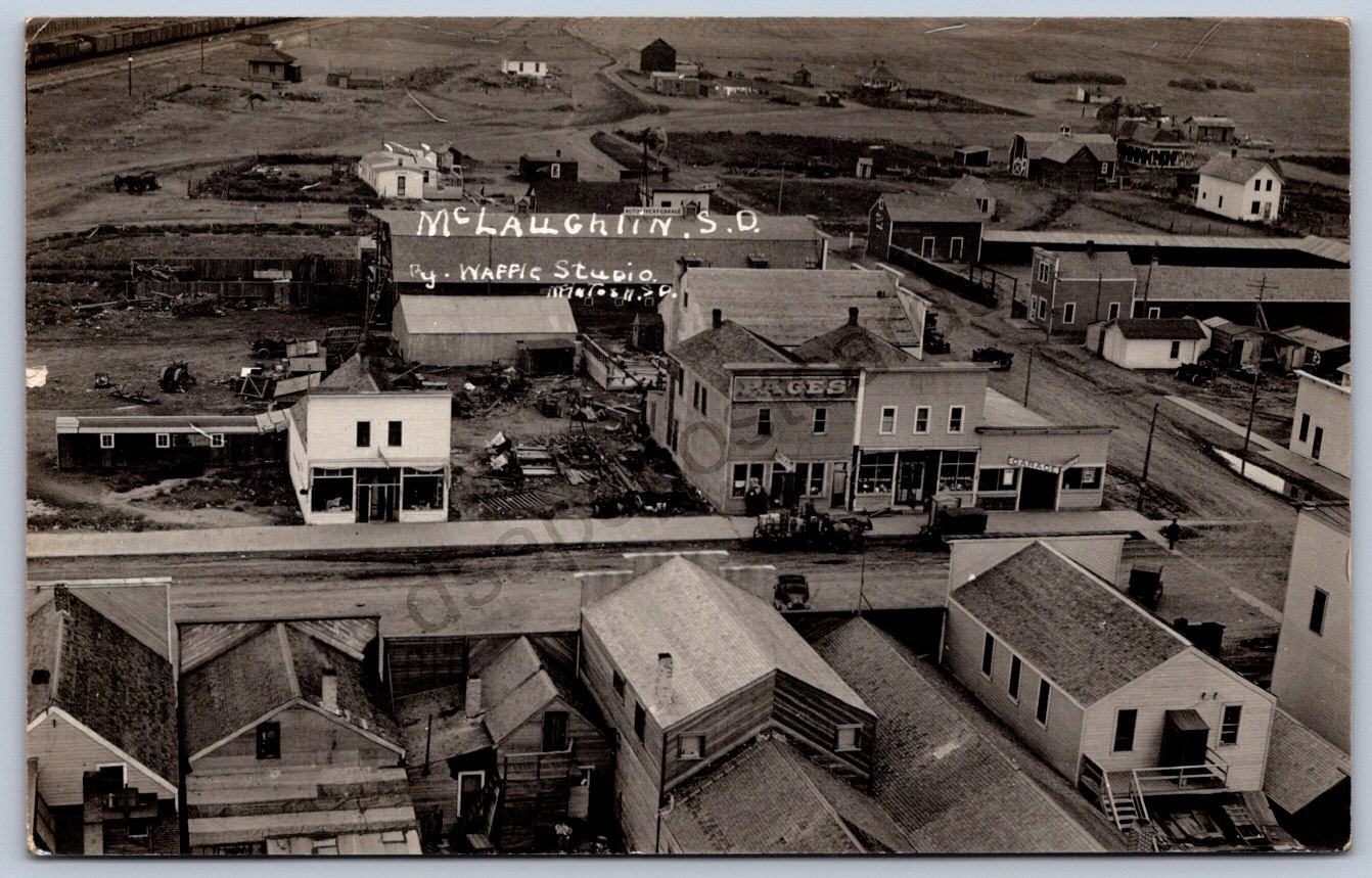 K41/ McLaughlin South Dakota Postcard RPPC c1910 Pages Store Homes 288