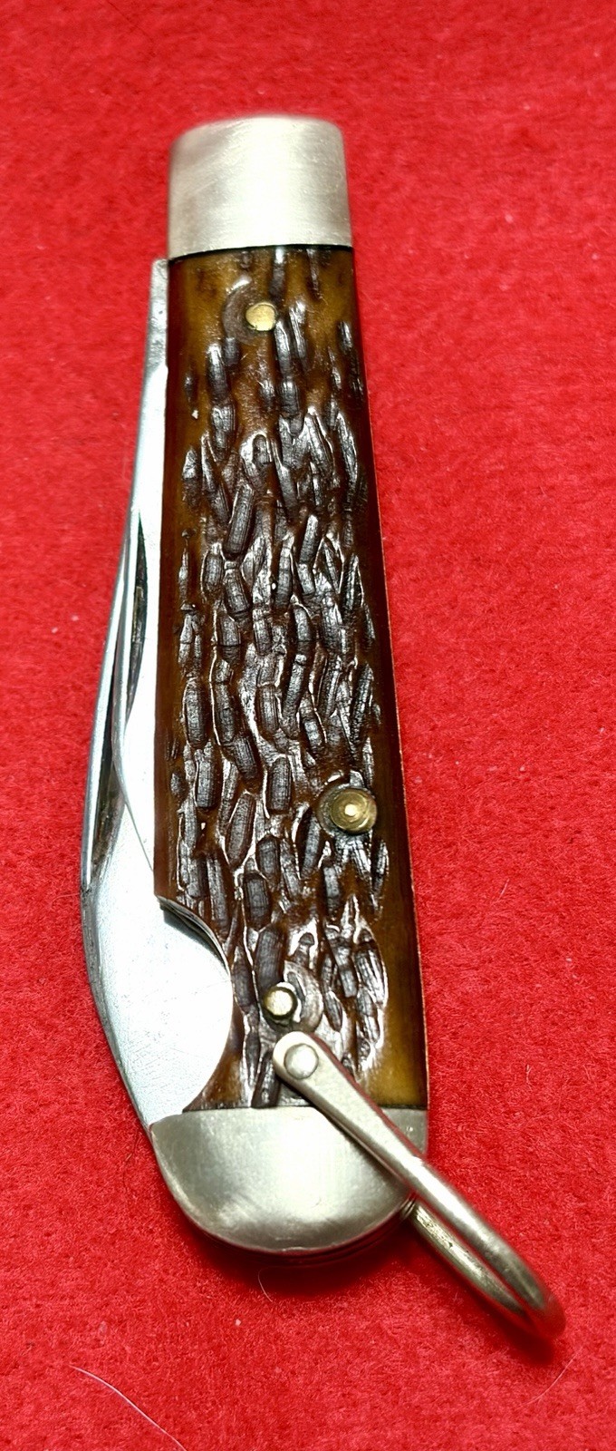 VINTAGE  IMPERIAL PROV. R.I. BONE SCALES, SWELL BOTTOM JACK POCKET KNIFE