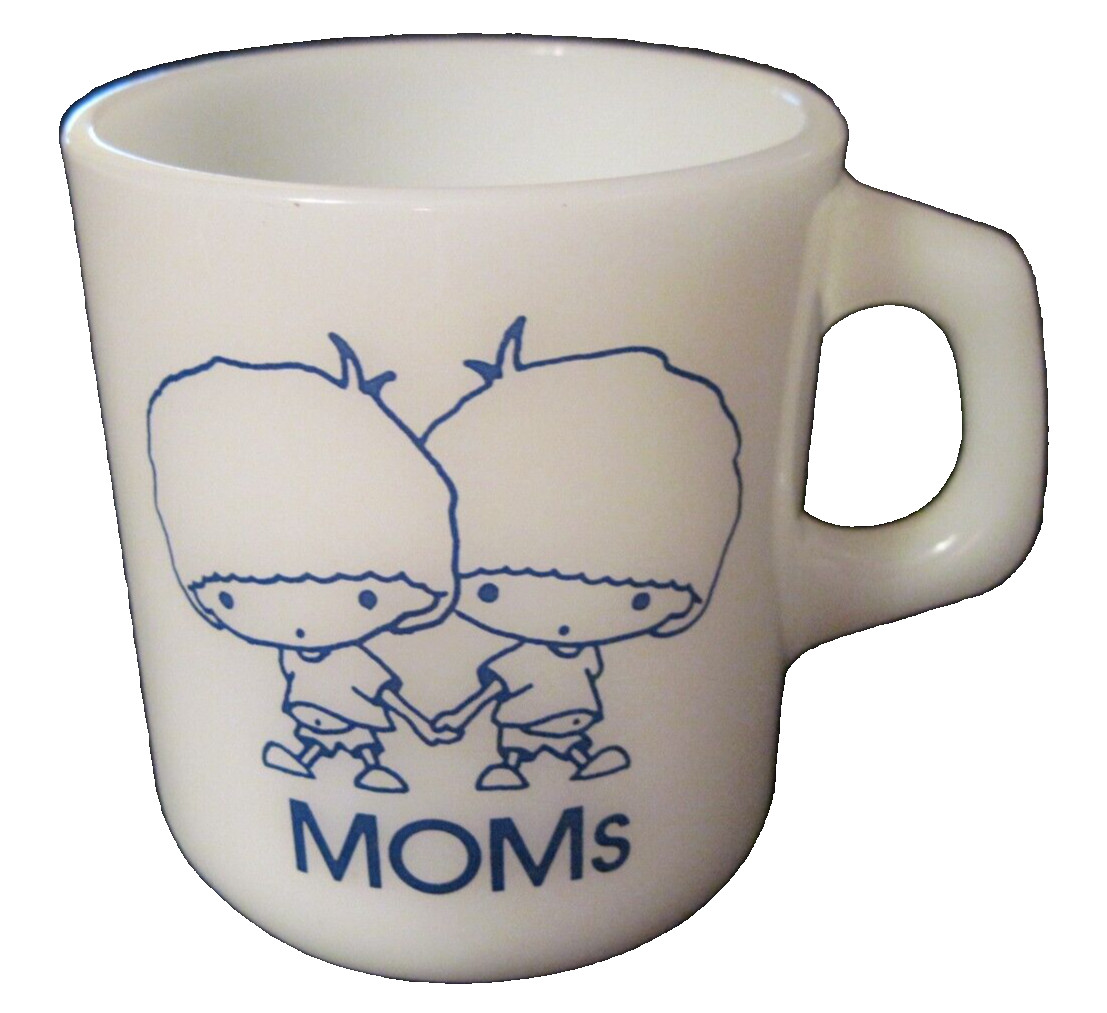Galaxy USA MOMS PROUD PARENTS OF TWINS Vintage Milk Glass MUG RARE