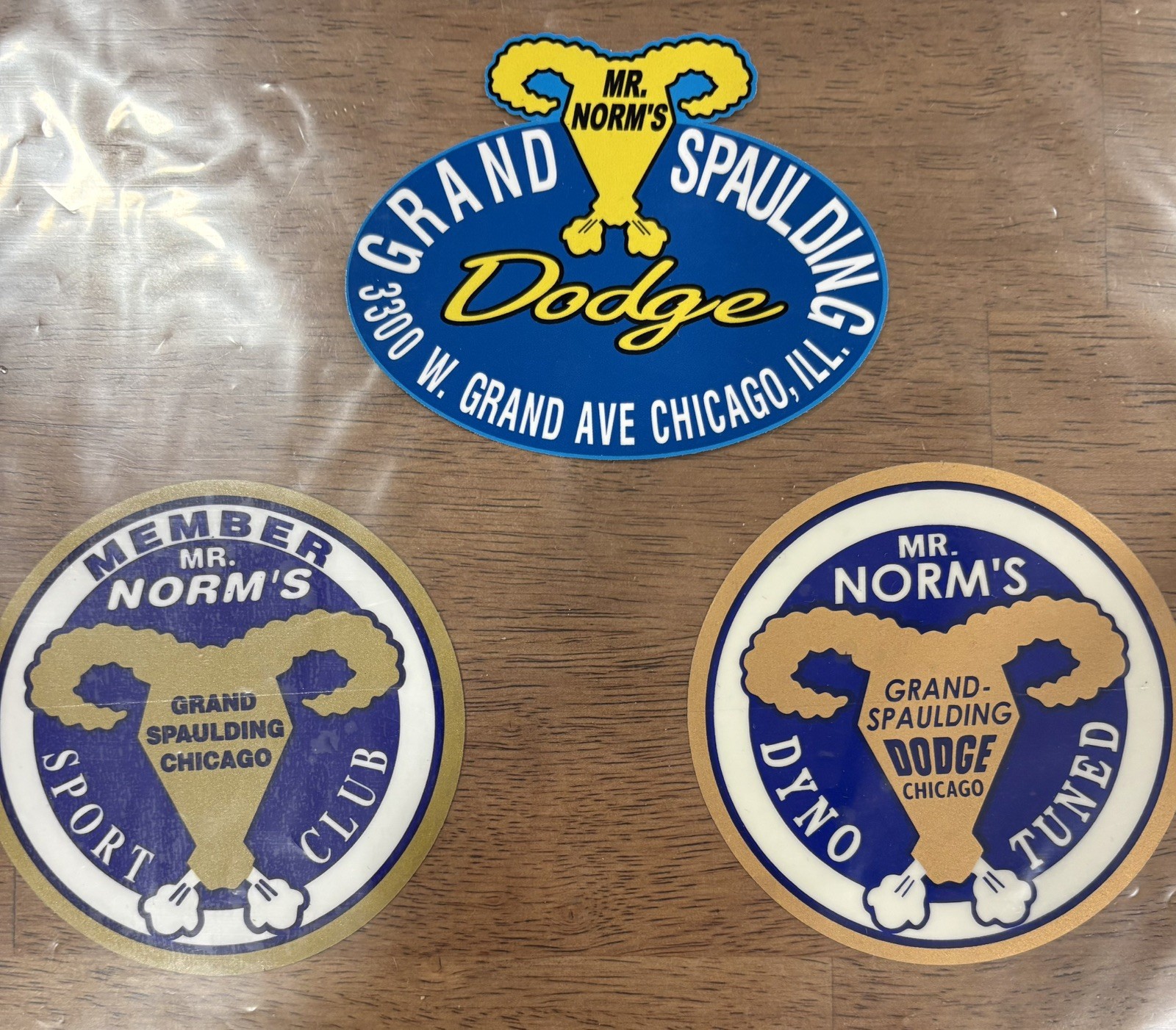 3 Famous Stickers Sold By NORM JR : deck Lid Emblem, Dyno Tuned , Sports Club