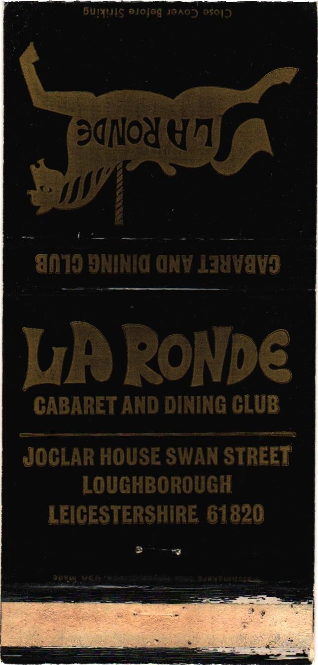 La Ronde Cabaret Dining Club Loughborough Leicestershire Vintage Matchbook 1970s