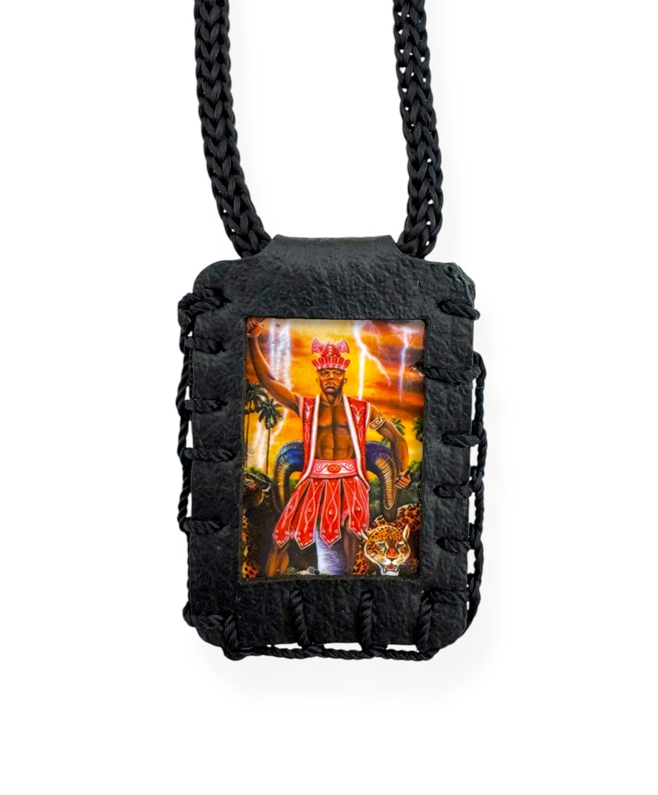 Orisha Chango Macho Shango Black Scapular Necklace Escapulario Negro Santeria