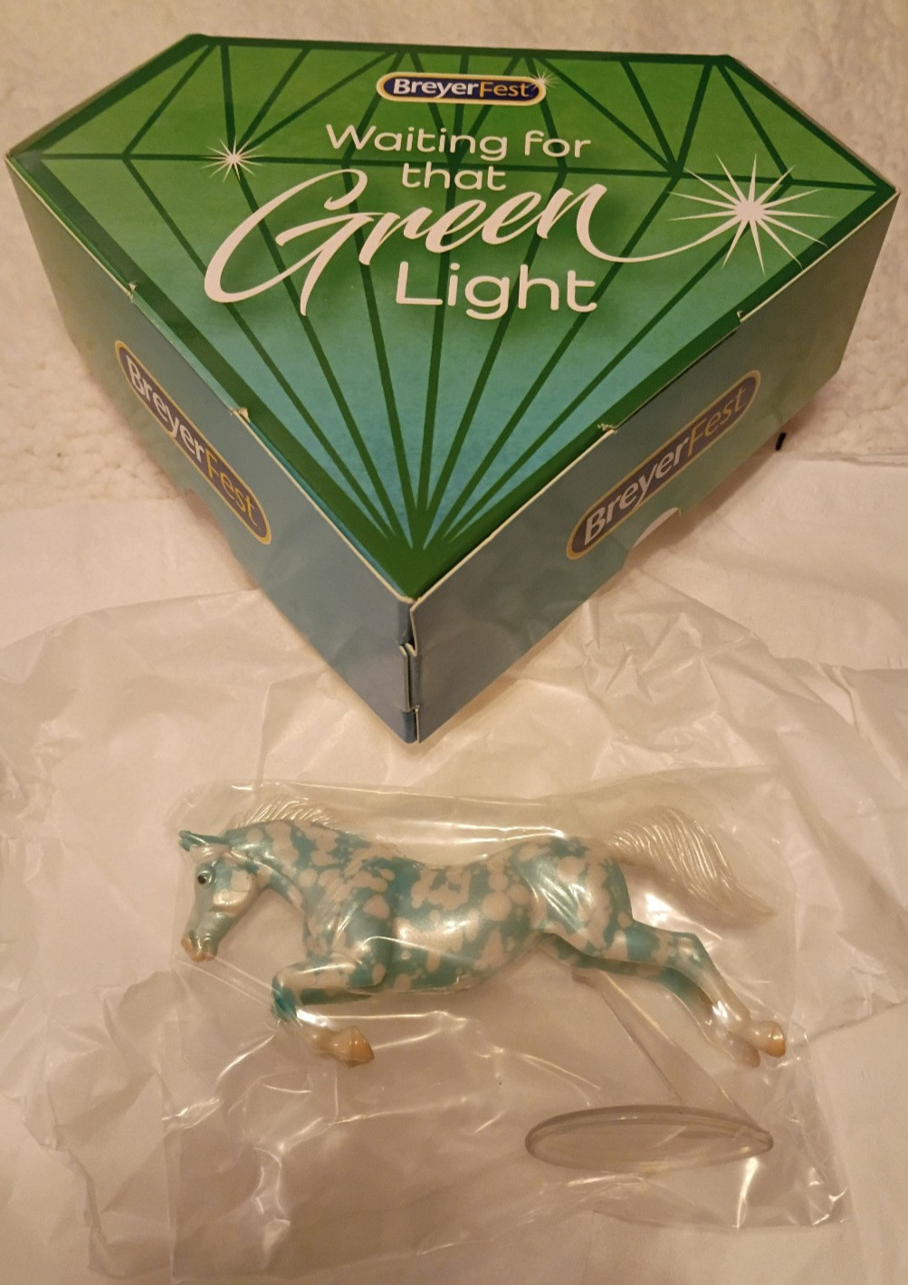 BREYER BREYERFEST 2024 WAITING FOR THAT GREEN LIGHT GLOSSY TEAL GREEN FILIGREE