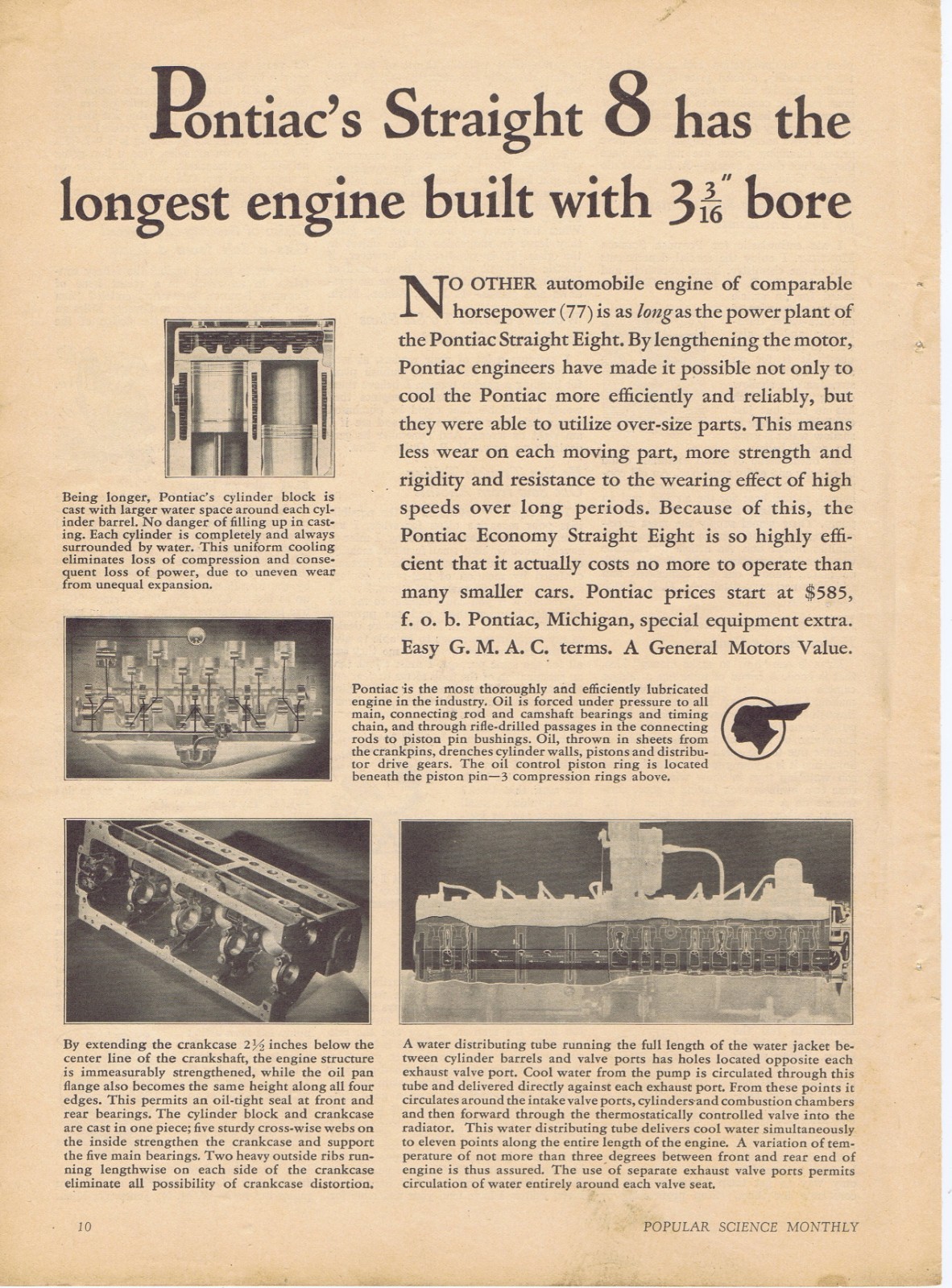 1935 & 1949 Original Ads - PONTIAC\'S STRAIGHT 8 & PONTIAC PARTS - 2 ADS