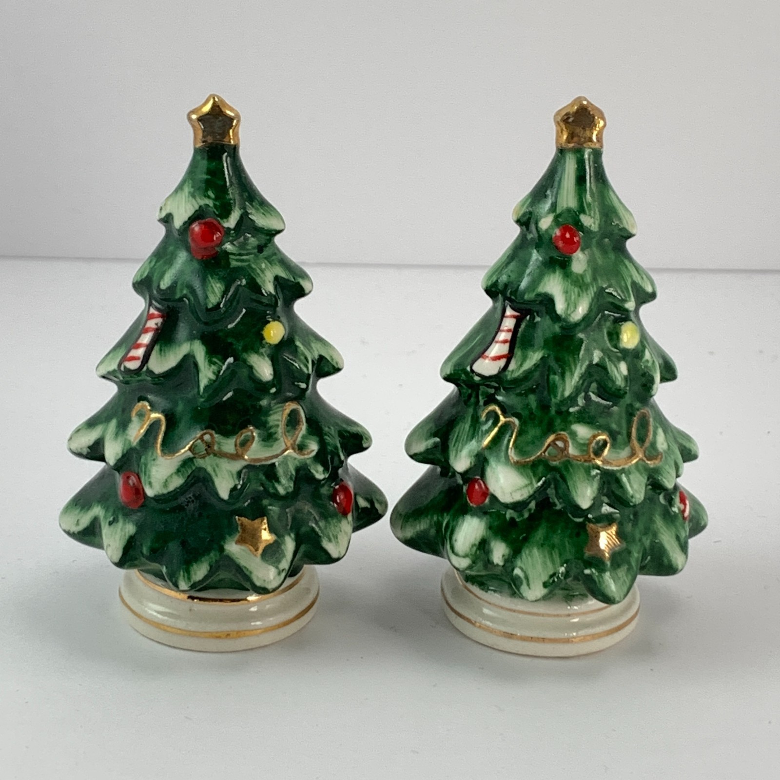 Vintage Lefton Noel Christmas Tree Salt and Pepper Shakers 054/96 w/out stoppers
