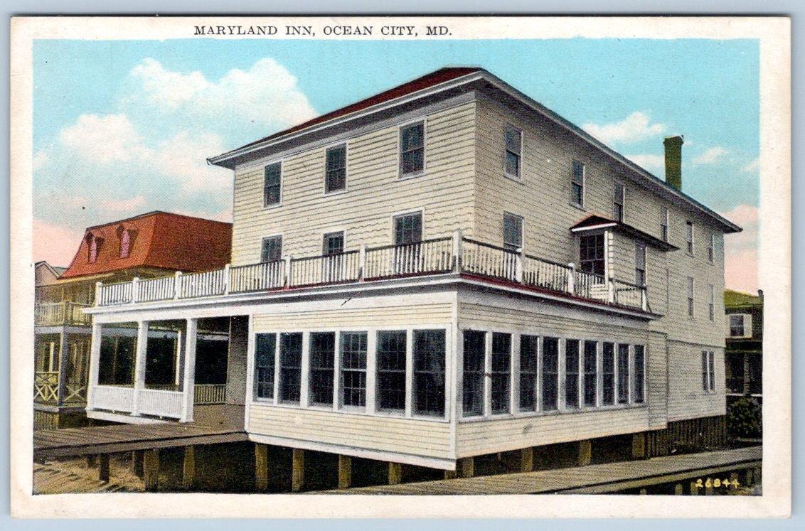 1920-30\'s OCEAN CITY MD MARYLAND INN HOTEL BOARDWALK BEACH POSTCARD