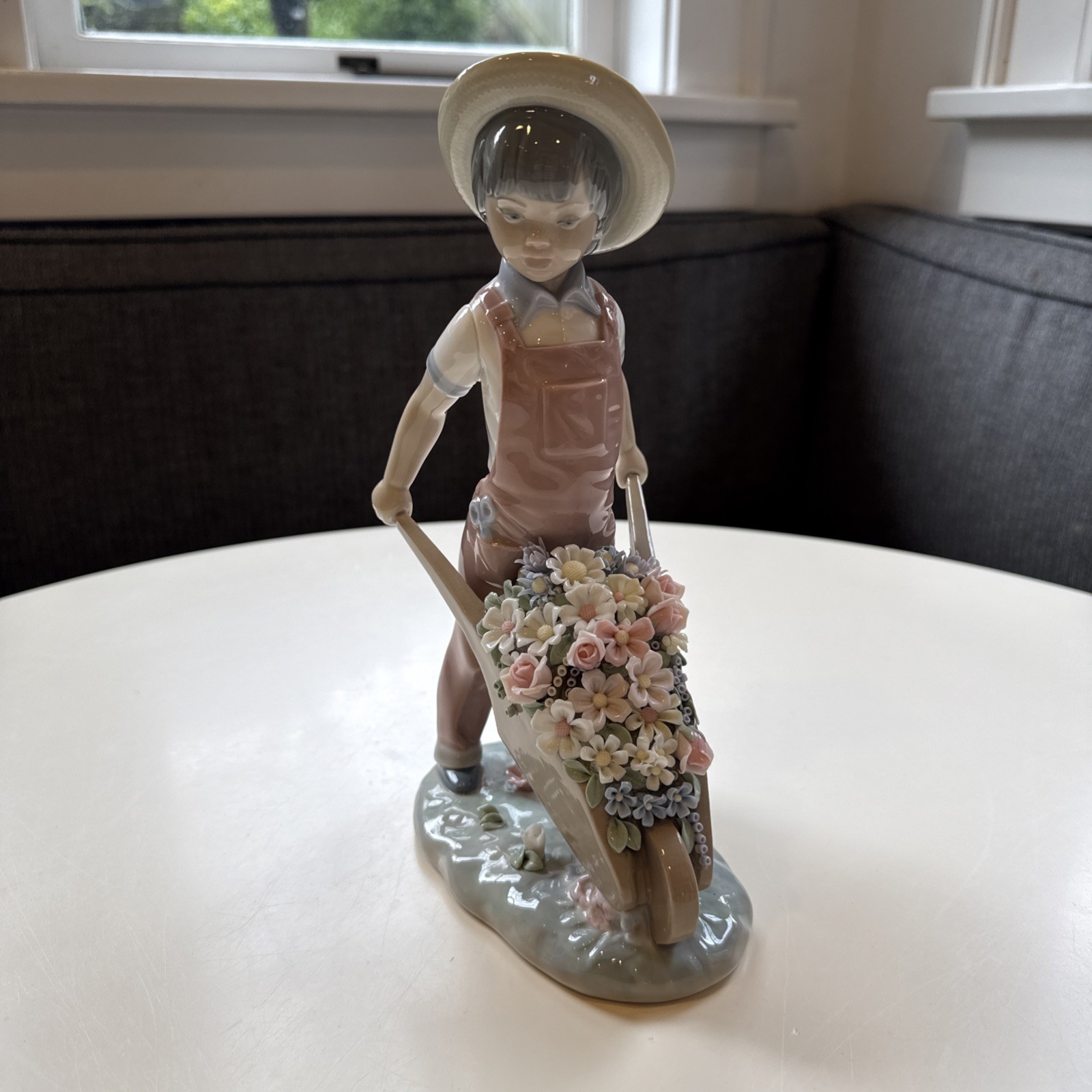 Lladro #1283 The Little Gardener Figurine Boy with Wheelbarrow 9.5