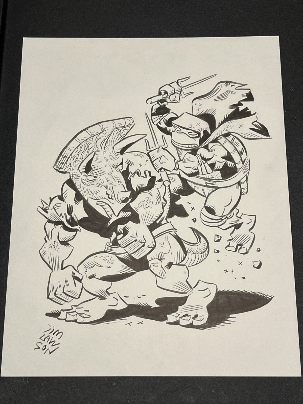 TMNT Original Art Sketch - Jim Lawson 11x14 Double Character