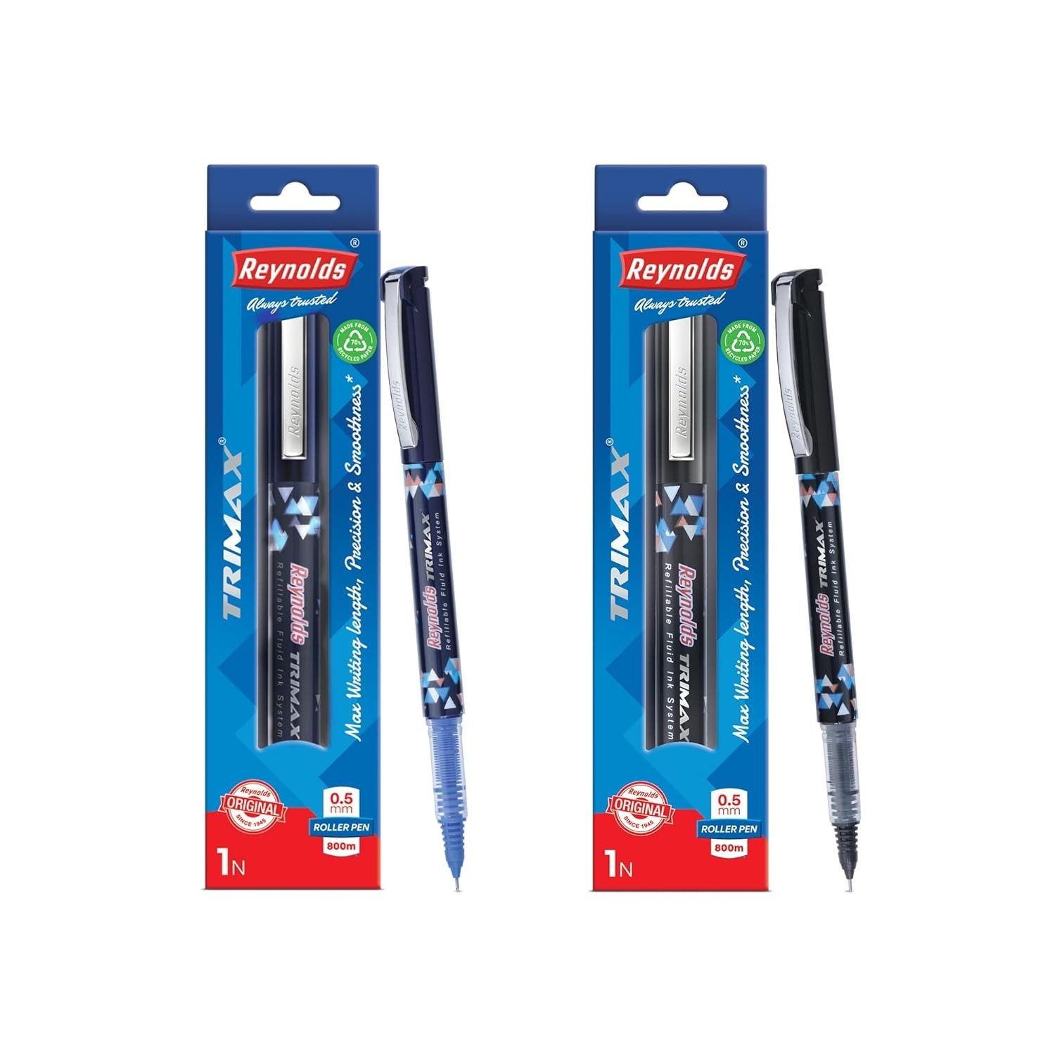 Reynolds TRIMAX BLUE Lightweight Roller Pen Grip for Extra Smooth for School ofc