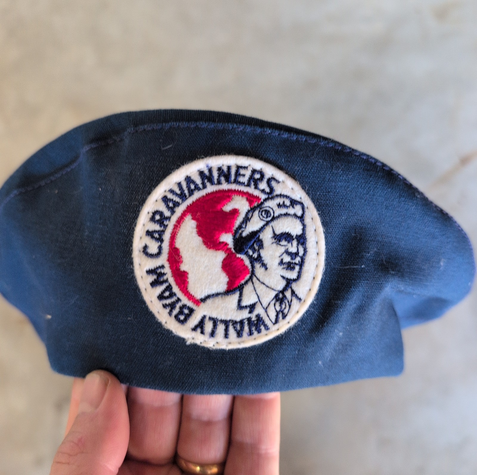 Vintage Wally Byam Caravanners WBCCI Airstream Blue Cali-Fame Beret Hat