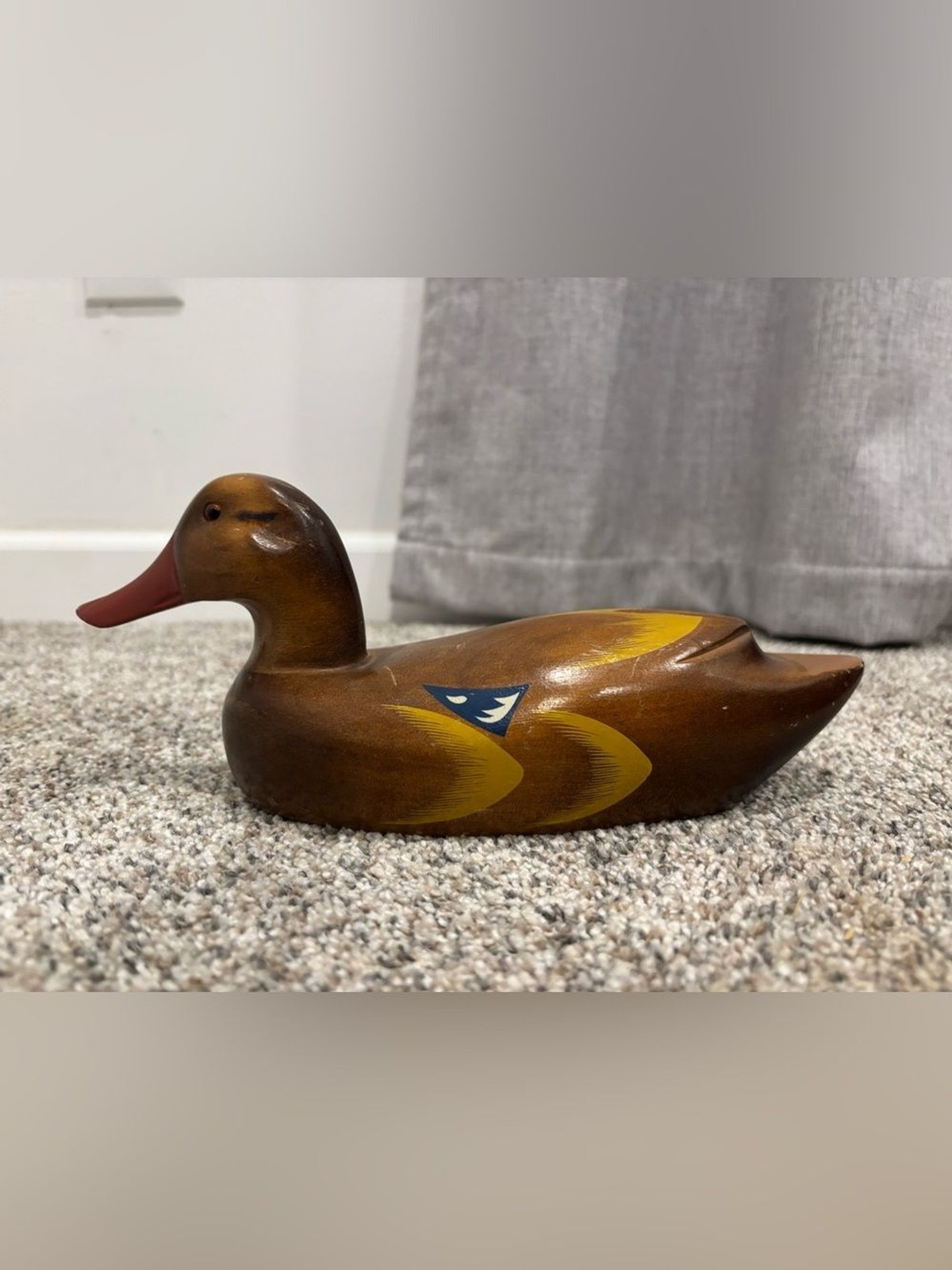 Vintage Hand Painted Carved Wood Duck Decoy Figurine Cabin Core Hunting Decor