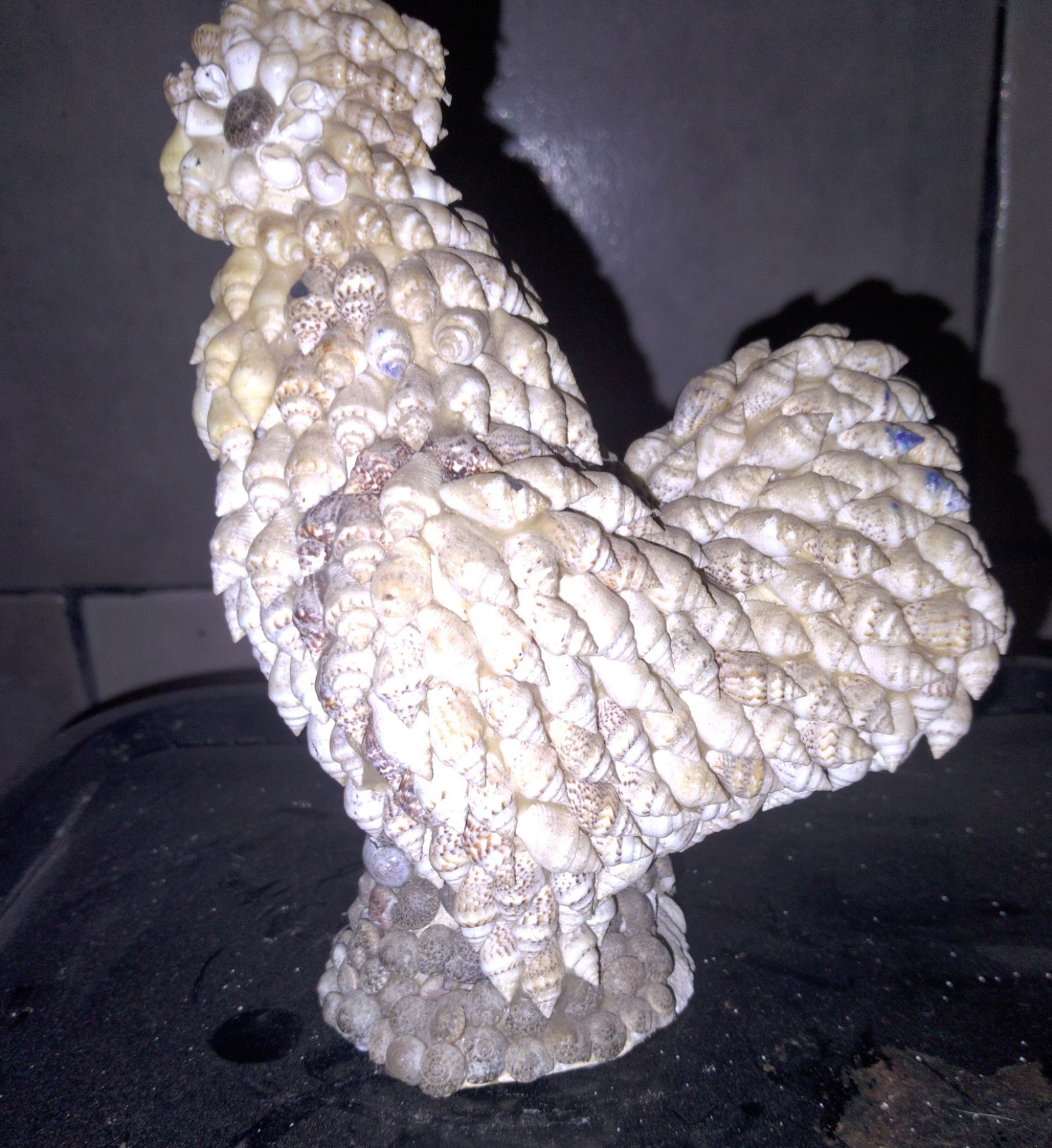 Cute rare Vintage Rare Adorned With Sea Shell Chicken Hen On Nest Figurine