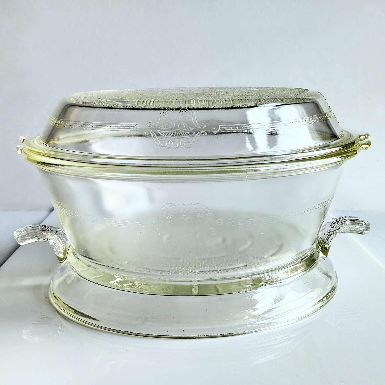 Glasbake Casserole Lid w/ Fire-King Trivit Set Good Condition no Chips or Cracks