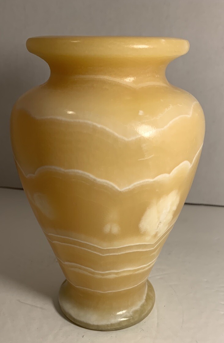Clearance Egyptian Onyx Marble Stone Hand Carved Beautiful Vase 6.75\