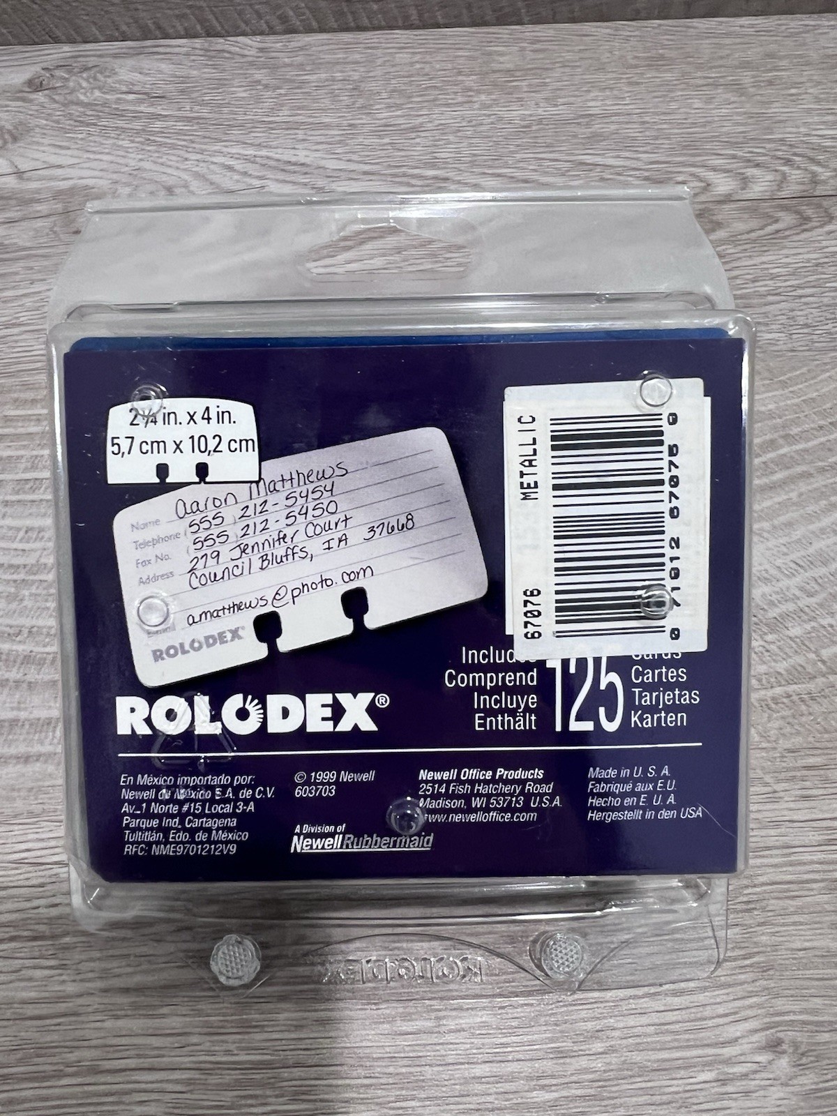 VTG 1999 Rolodex Sealed Metallic Blue 125 Cards 2 1/4 x 4 Covered File USA