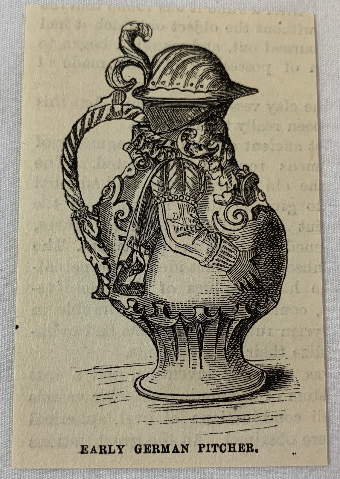 small 1882 magazine engraving ~ EARLY GERMAN PITCHER