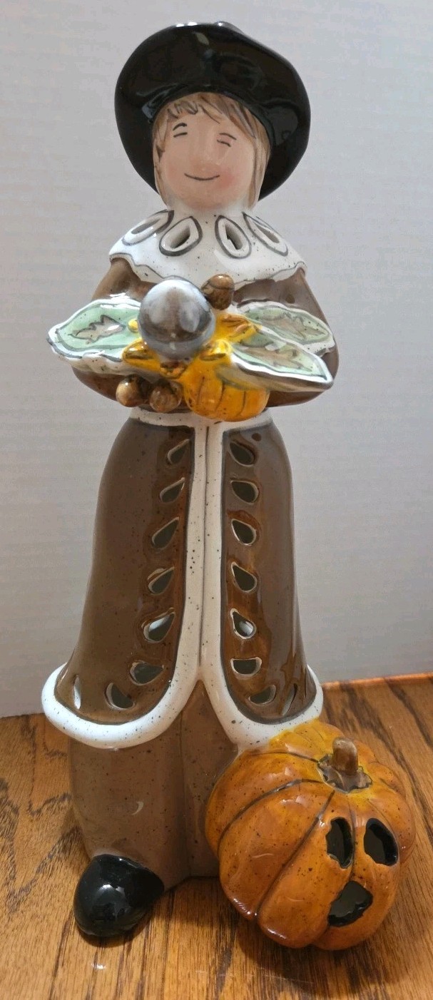 Blue Sky Clayworks Pilgrim Candleholder 2010 Heather Goldminc 11.75