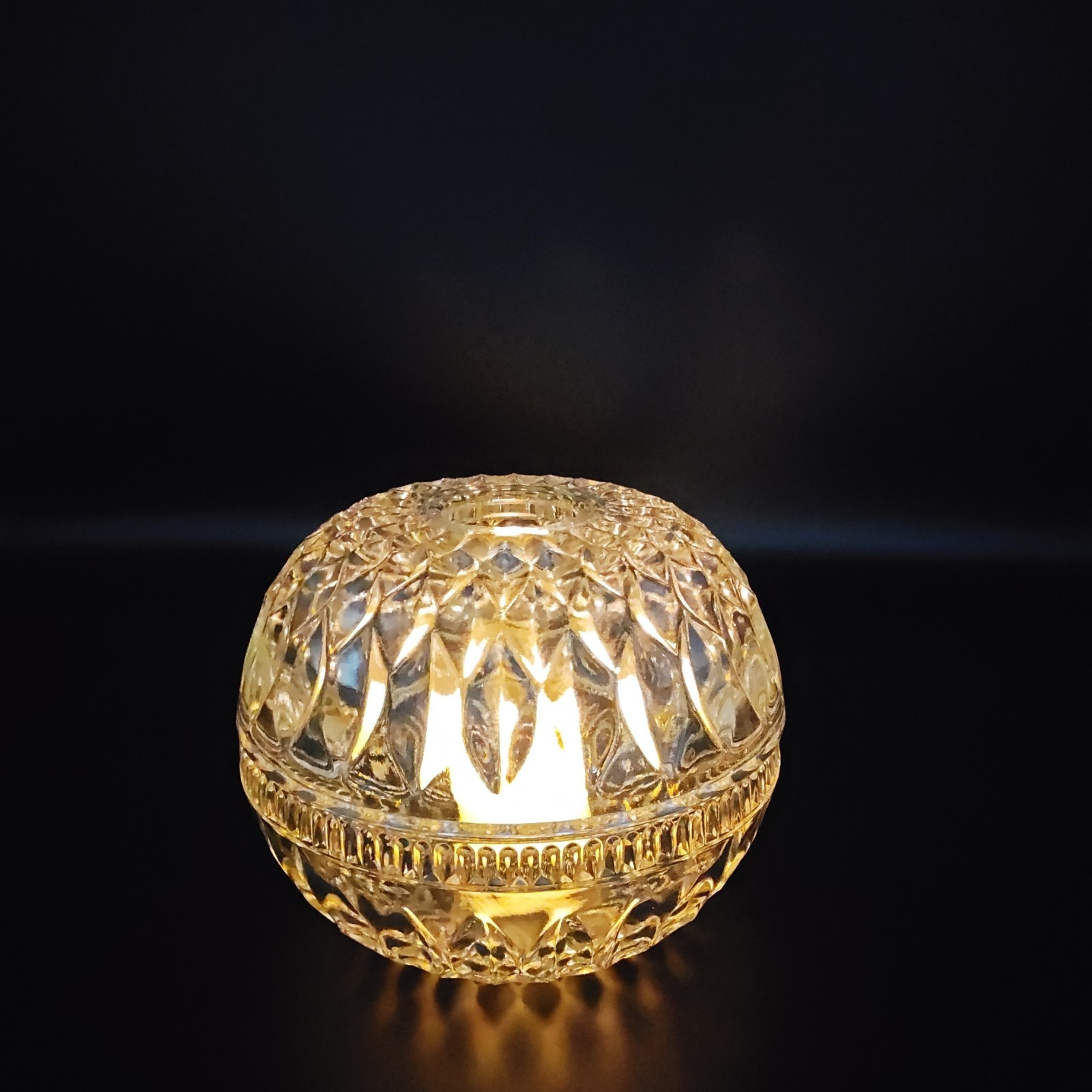 Indiana Glass Clear Mt Vernon Diamond Point Fairy light candle holder
