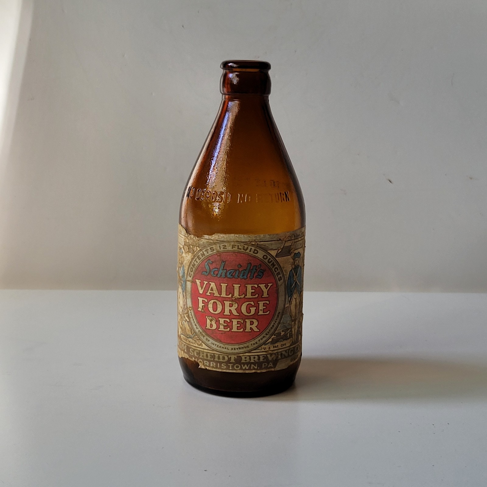WWII Valley Forge Beer Bottle 1945 Armstrong Glass - Gothic Line Italy Relic