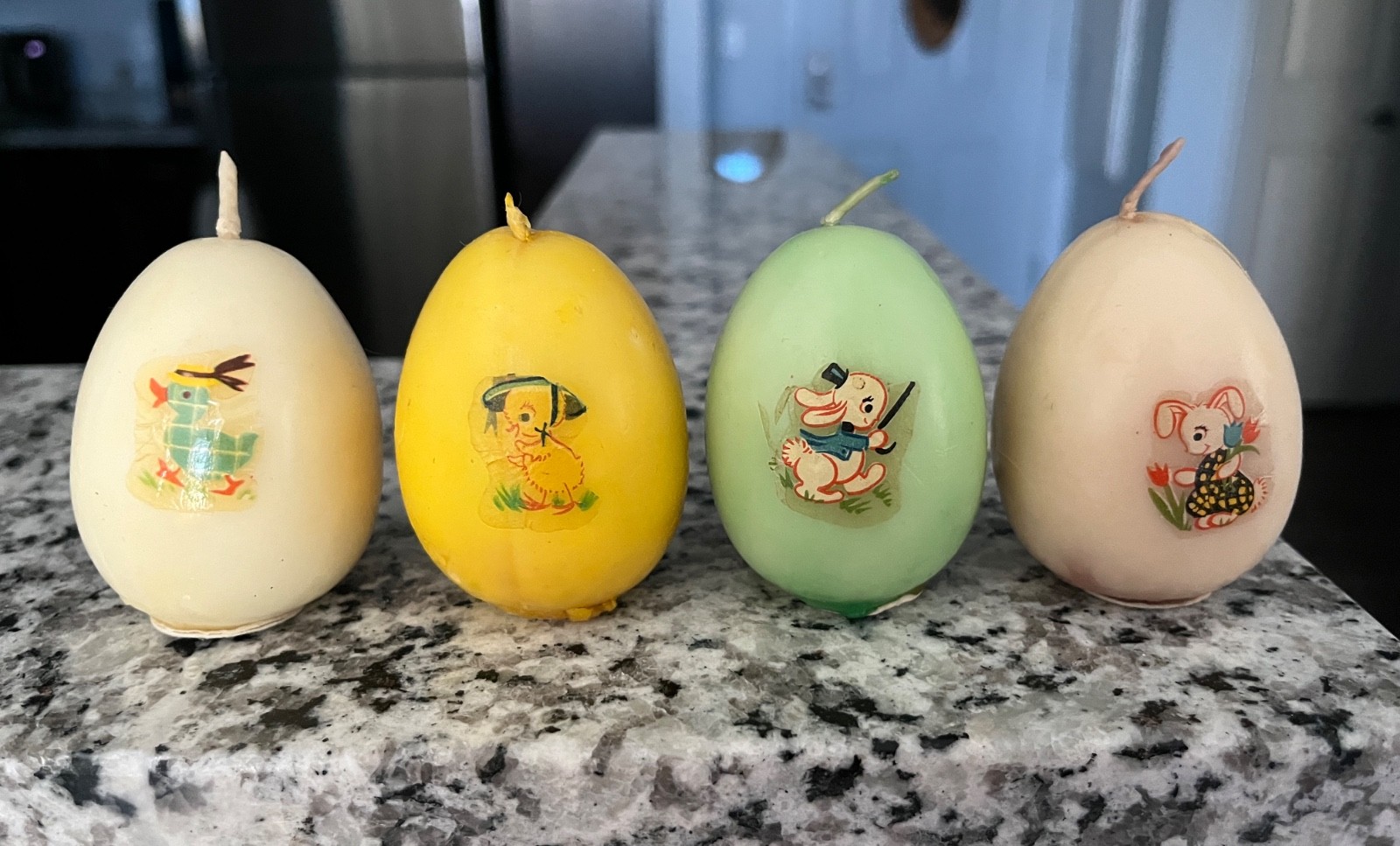 Vtg Rare Tavern EGG CANDLES With RABBIT/CHICK/DUCK Decal Original Box 