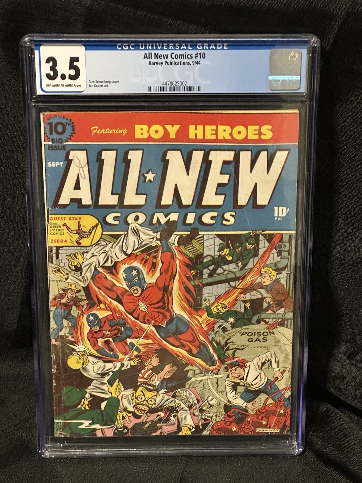 All new comics #10 cgc 3.5 CR/OW.  Golden age. Alex Schomburg , Joe Kubert art