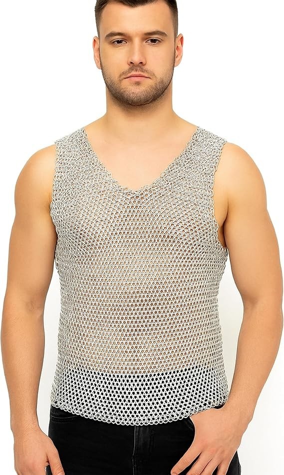 Aluminum Chainmail Shirt Haubergeon Medieval Knight Costume Armor Chest 48