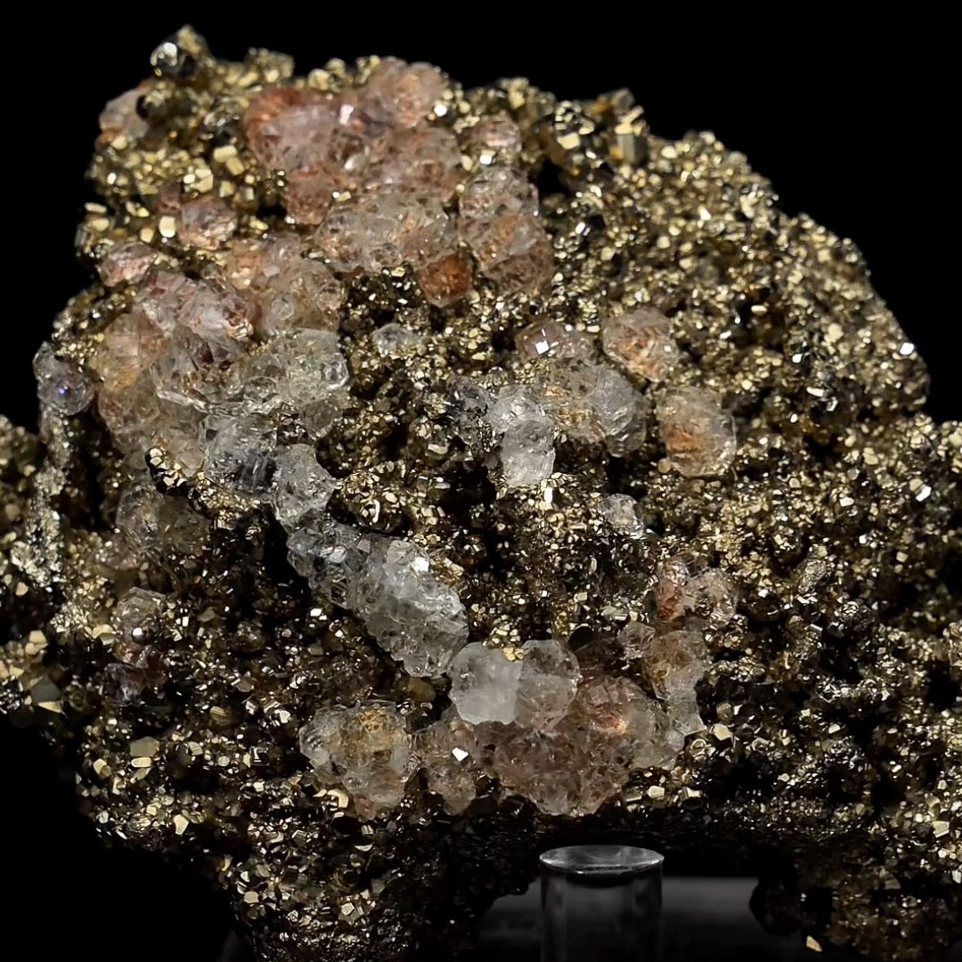 Natural Pink Fluorite on Golden Pyrite - Huanzala Mine Peru - 0.99 lb Specimen