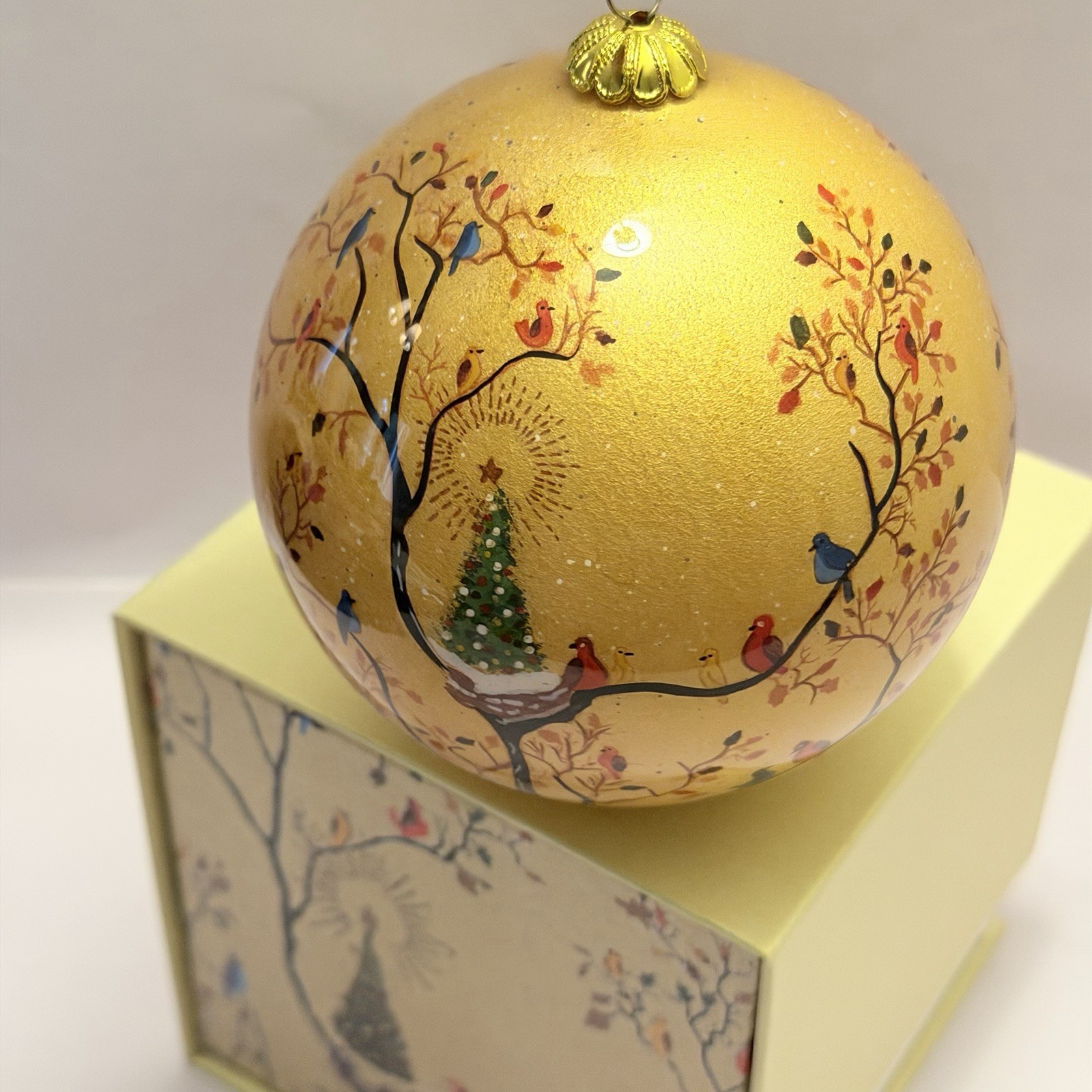 The MET Art Hand Painted Ornament Dehn Avian Christmas Gold Regency Gift Rare