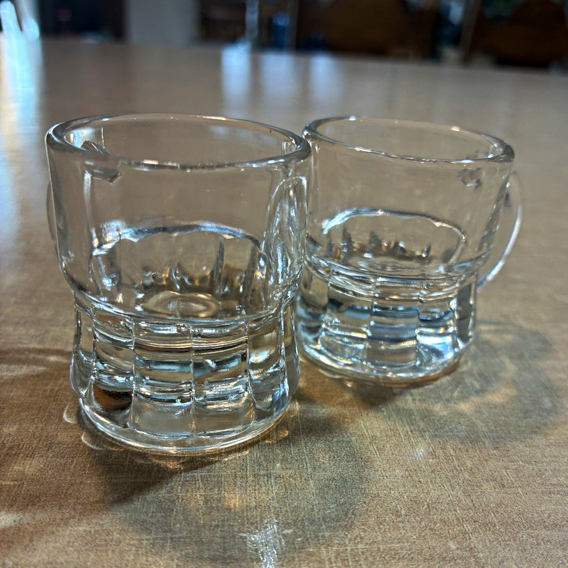 Vintage Federal Glass Mini Glass Mug Shot Glass Set of Two Bare Ware