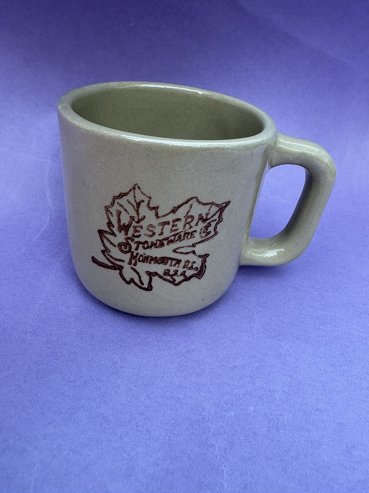 Vintage Western Stoneware Co Monmouth IL Maple Leaf Logo Stoneware Mug