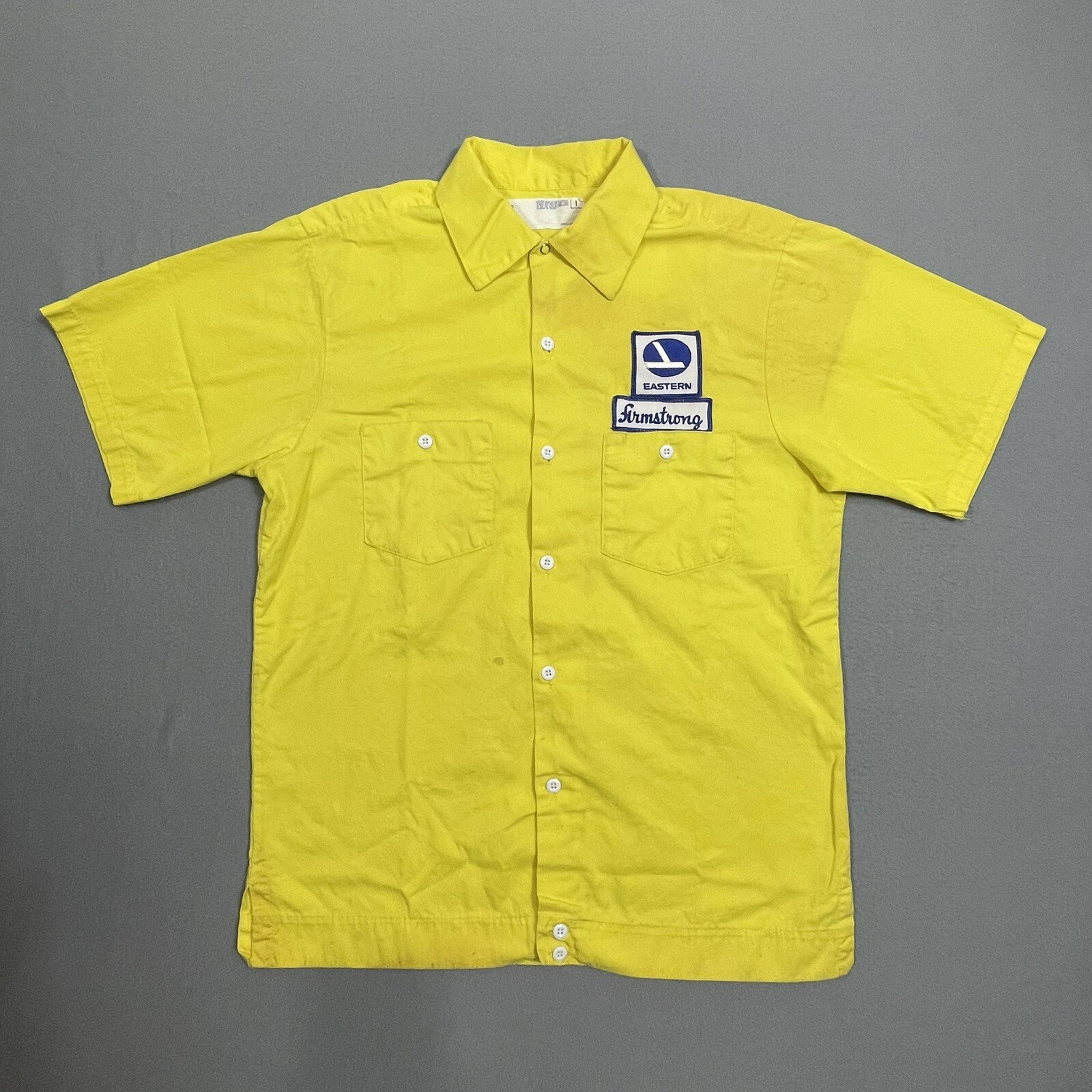 Eastern Airlines Shirt Mens Medium Yellow Short Sleeve Employee Vintage