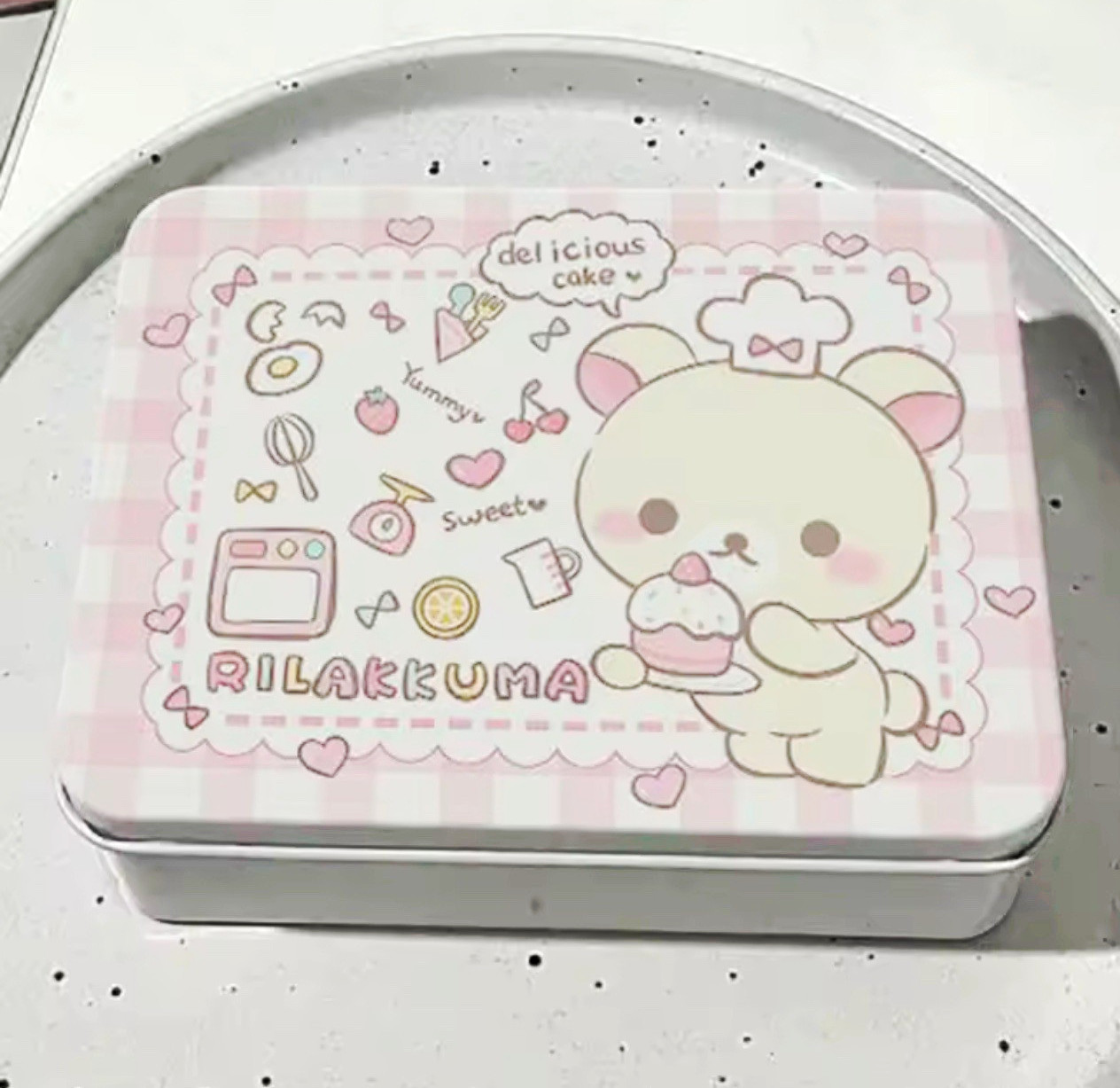 Cute Pink Kawaii Bear Metal Tin Storage Box Baking Kitchen Gift