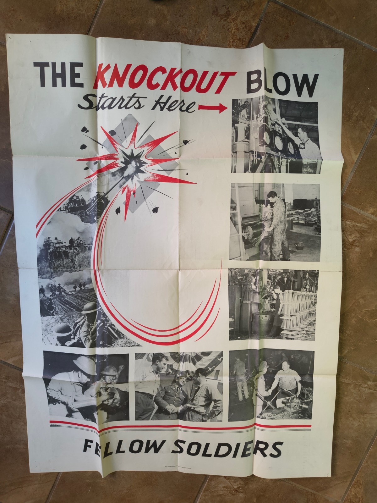 Original 1942 WWII US Homefront Poster The Knockout Blow Starts Here