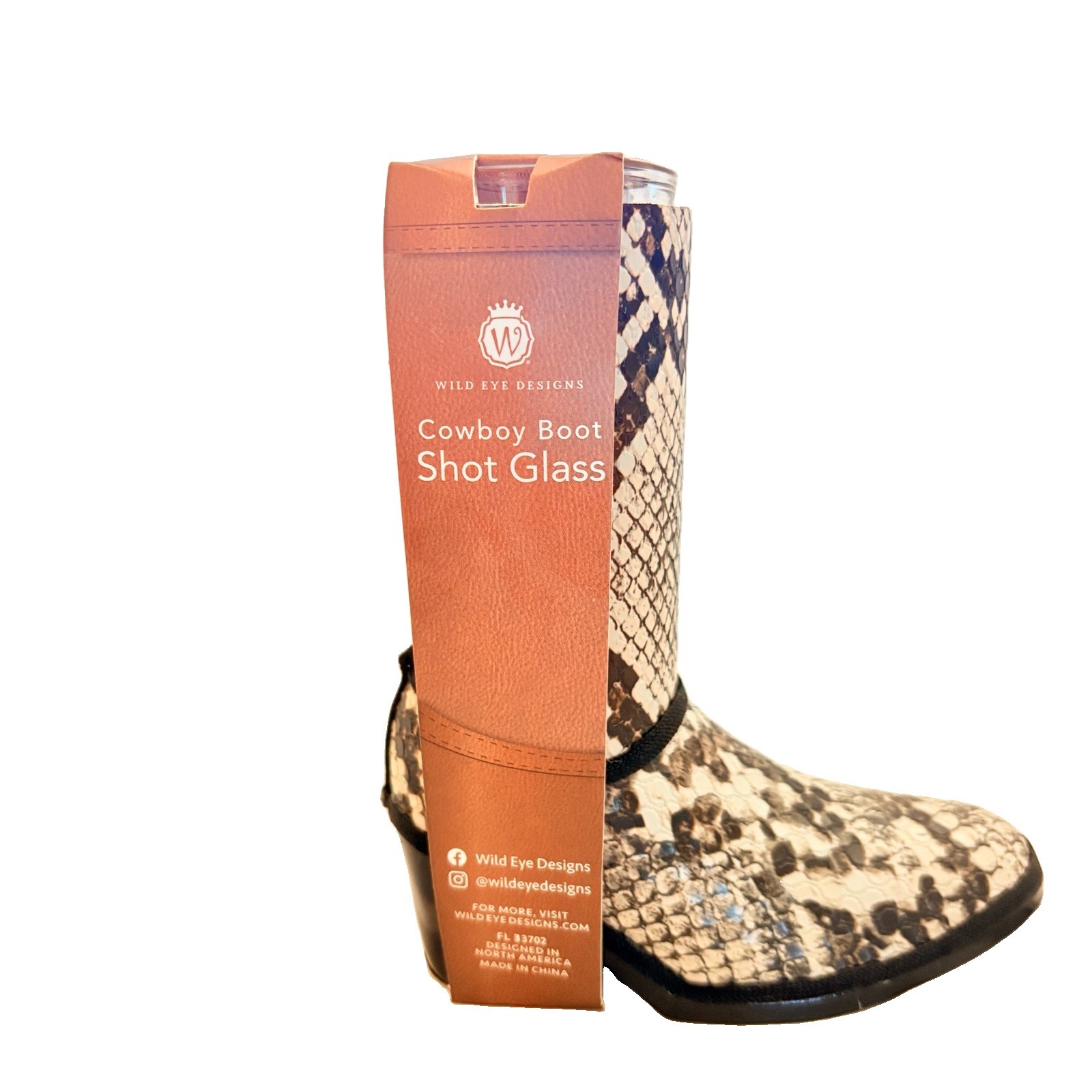 Wild Eye Cowboy Boot Shot Glass Snake Skin