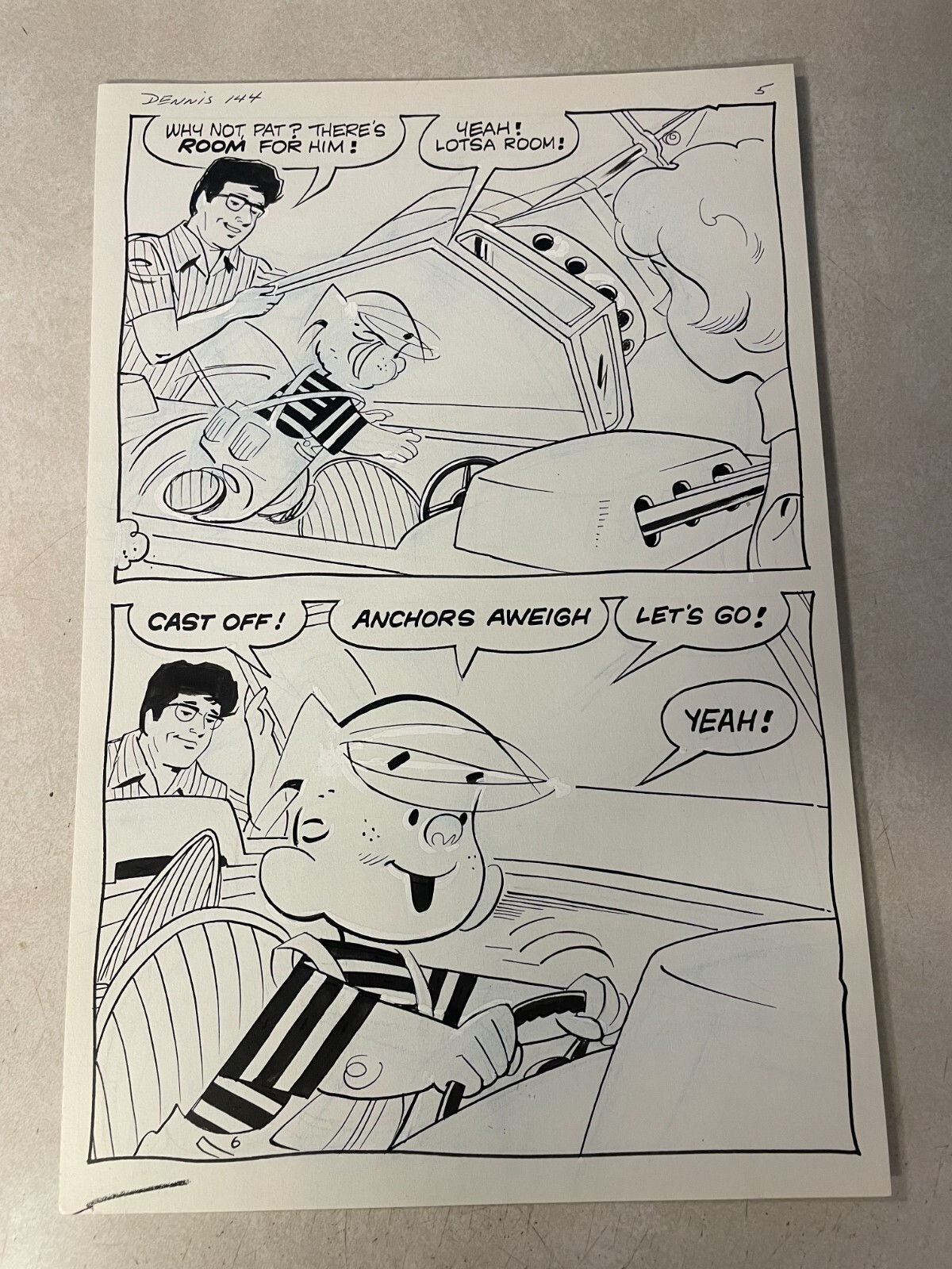 DENNIS THE MENACE #144 original comic art ANCHORS AWAY splash NAVY BATTLESHIP 