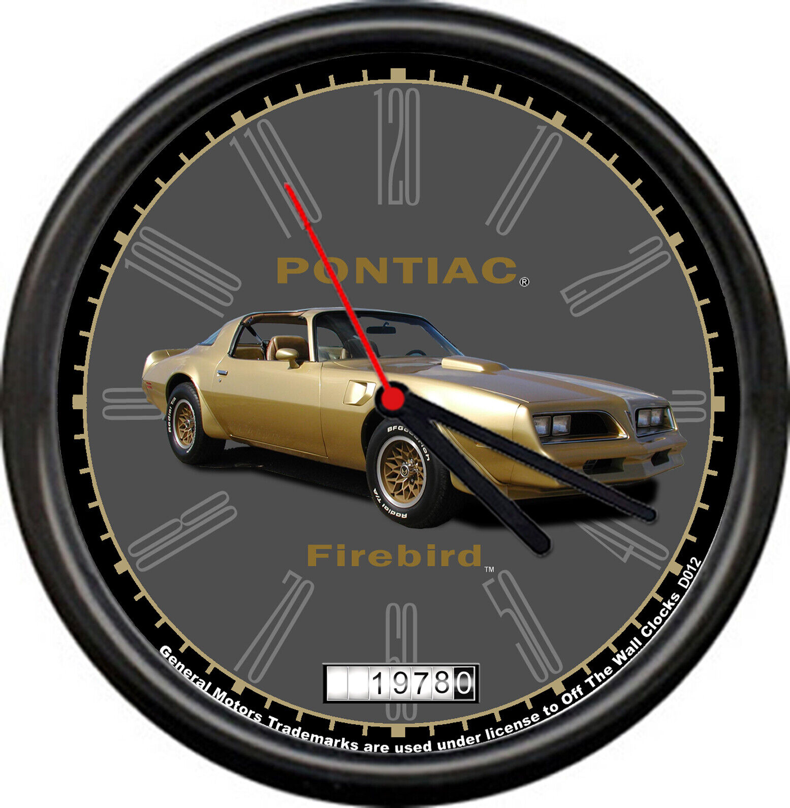 Licensed 1978 Pontiac Firebird Gold Muscle Car General Motors Sign Wall Clock
