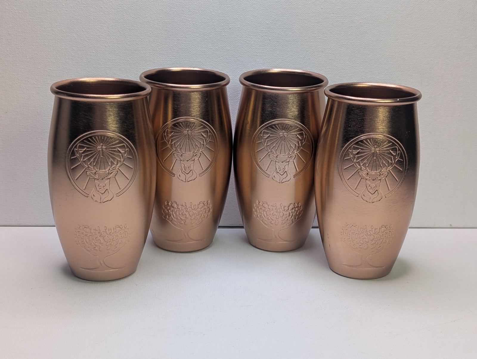 Jägermeister Copper Color Metal TumblersSet of 4 Embossed Stag Logo Cups