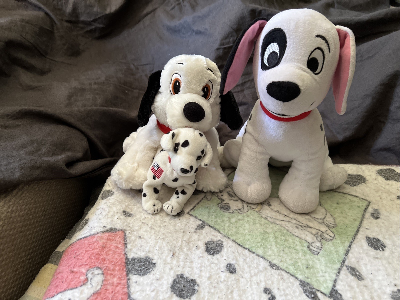 Vintage 90s Disney 101 Dalmatians Twin Fleece Sheet Comforter Three Plush Dogs