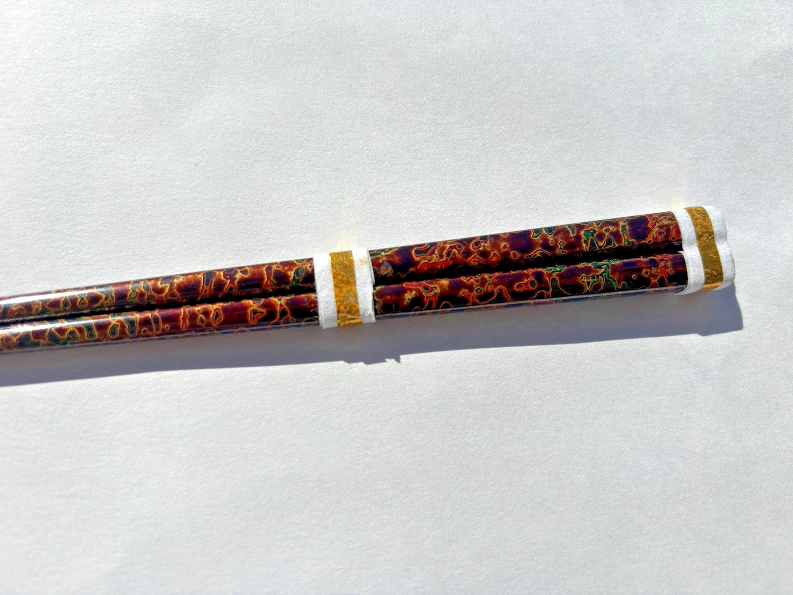 Japanese Lacquer Chopsticks Vintage Tsugaru Nuri Marbled Kara ( 21cm / 8.3in)