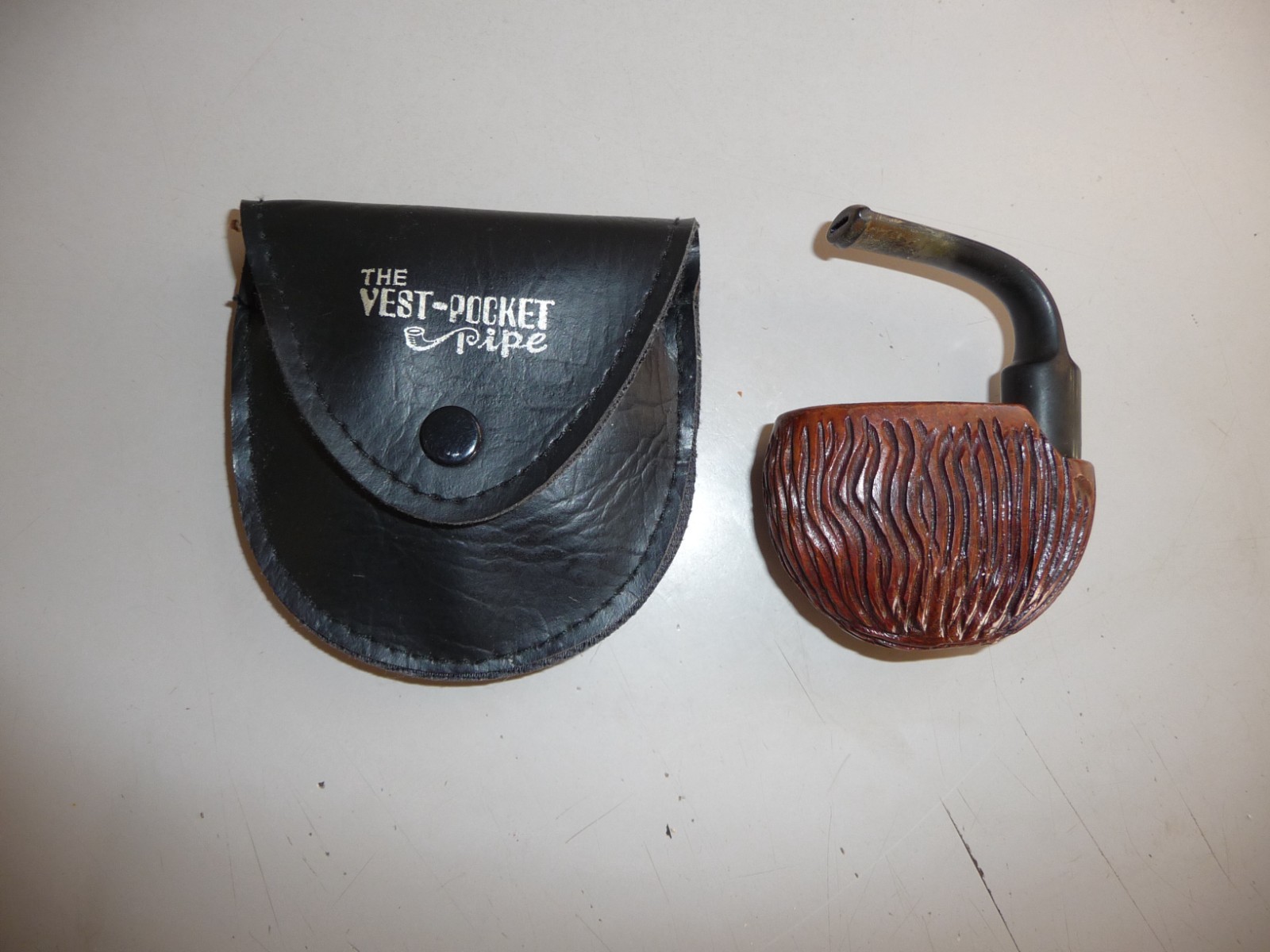 VINTAGE ROLEX BRIAR ITALY FOLDING VEST POCKET PIPE CASE SMOKED L@@K
