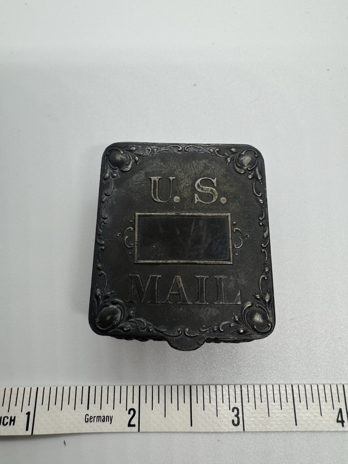 Antique Victorian Era Art Nouveau Quadruple Plate U.S. Postage Stamp Box 
