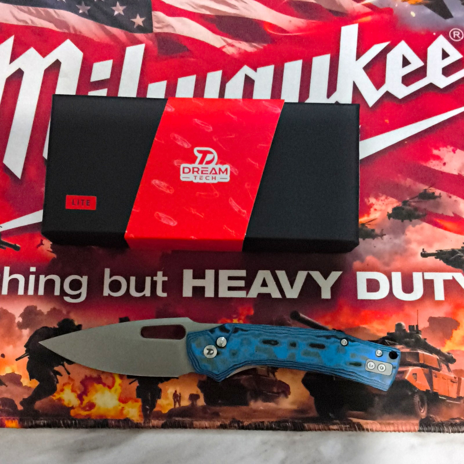 Dream Tech LITE D4542MBL Pocketknife Manual Liner Drop Point Plain SS Alum Blue