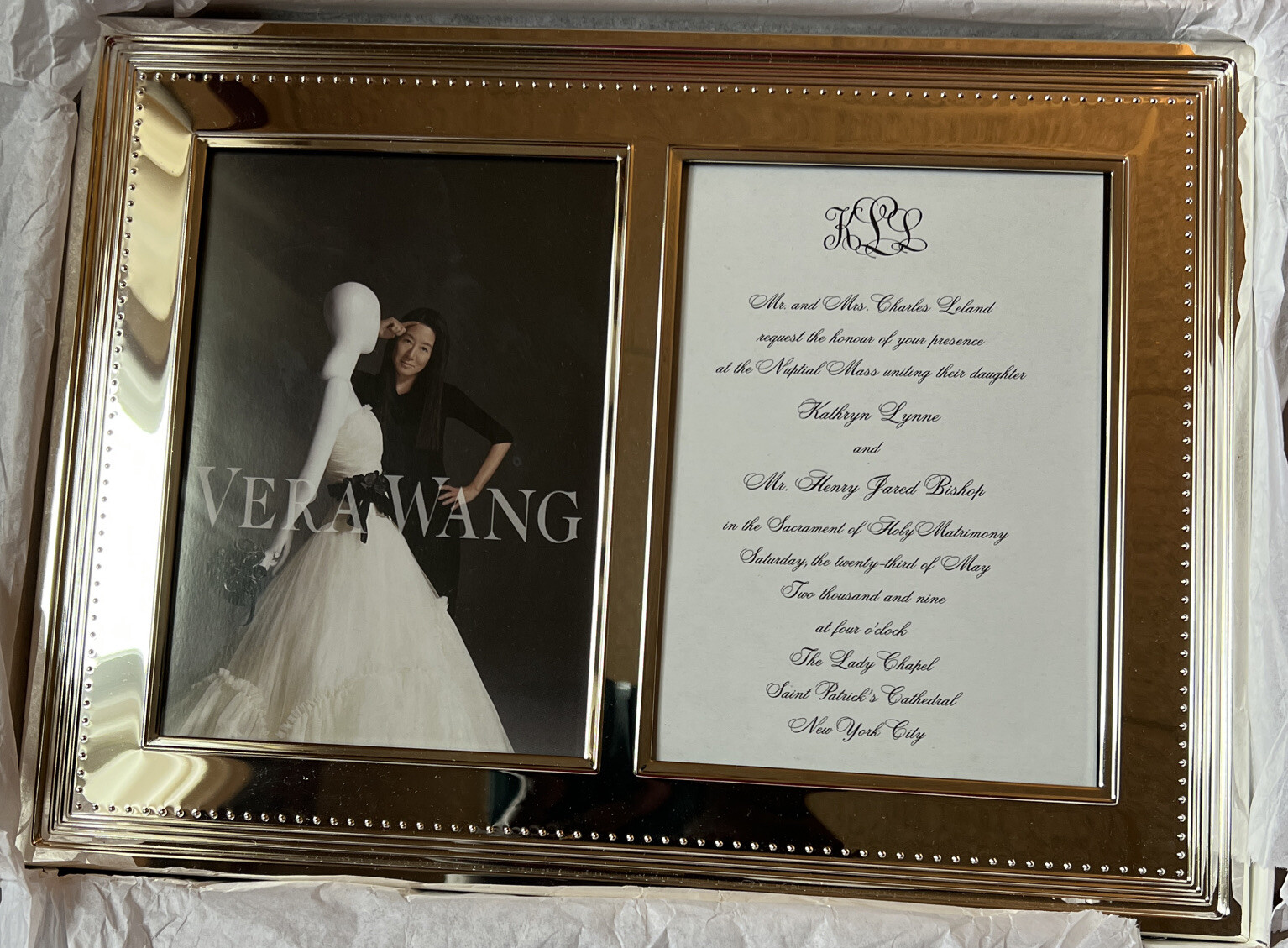 Authentic Vera Wang by Wedgwood Grosgrain Double Photo Picture Frame- 5”x7”