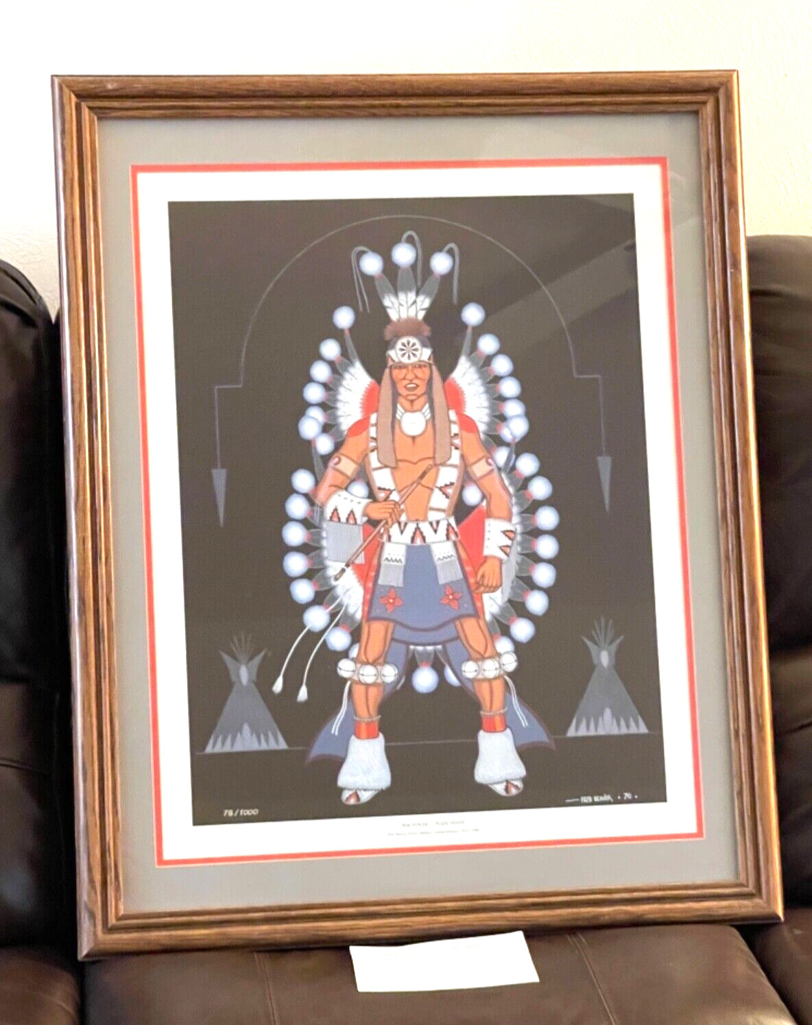 🔥 78/1000 🔥 LARGE 24x30 🔥 COA 1970 FRED BEAVER NATIVE AMERICAN ART WAR DANCER