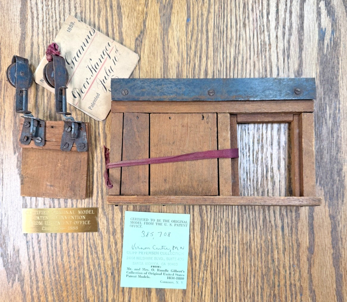 Certified 1888 Antique G.F. Grannis Door-Hanger Patent Office Model: Barn Door