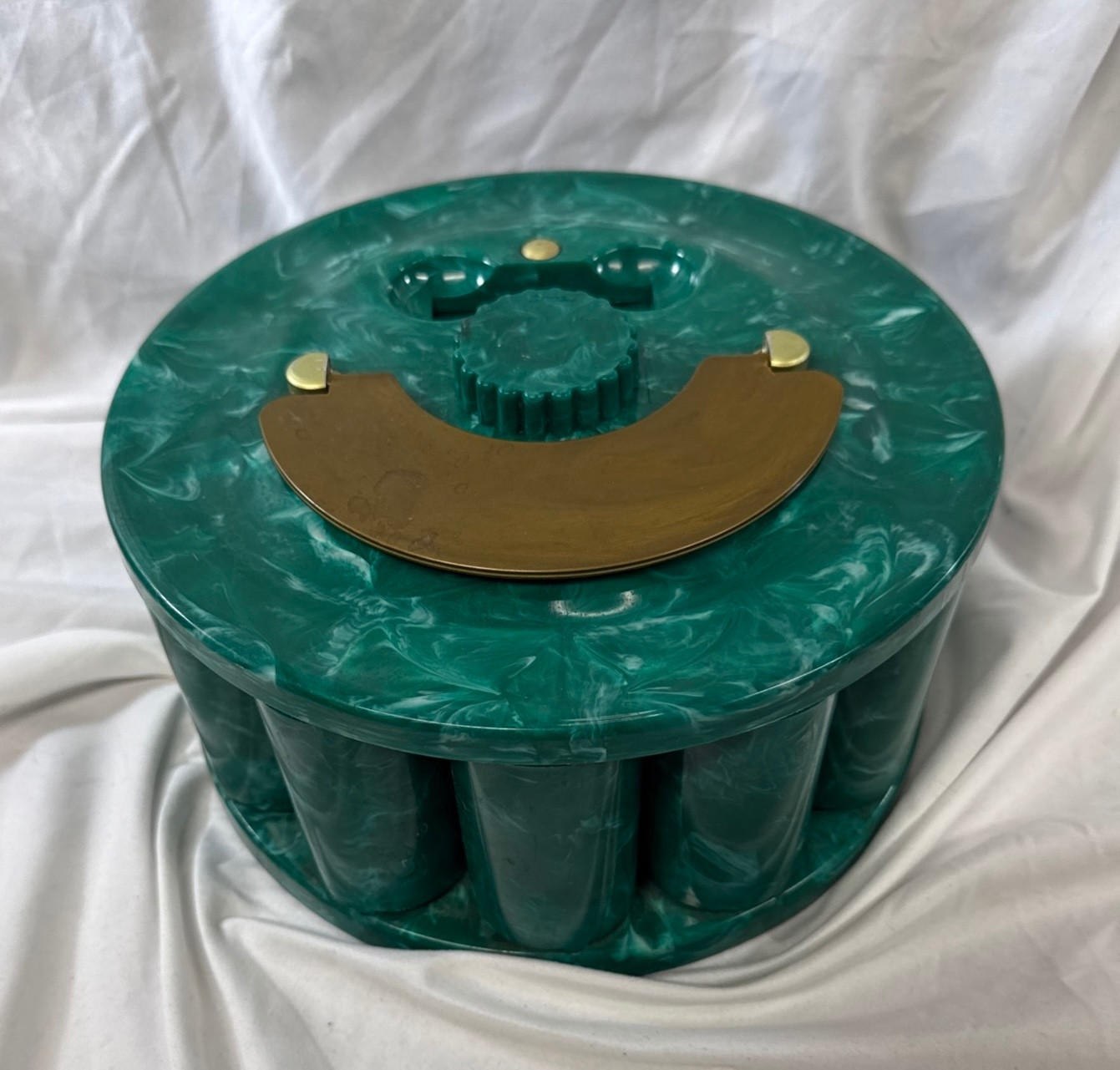 VINTAGE Turnit Green Marble Plastic Poker Chip Caddy Holder (see description)