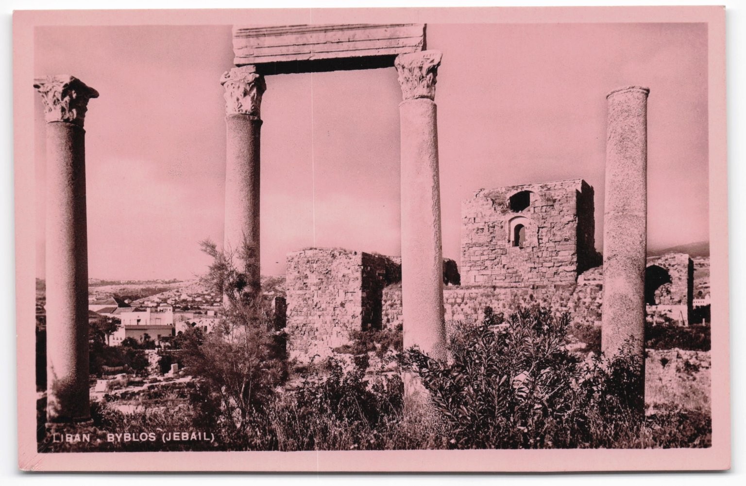 Byblos Lebanon Roman Ruins Ancient City Columns Vintage Postcard Fotocelere